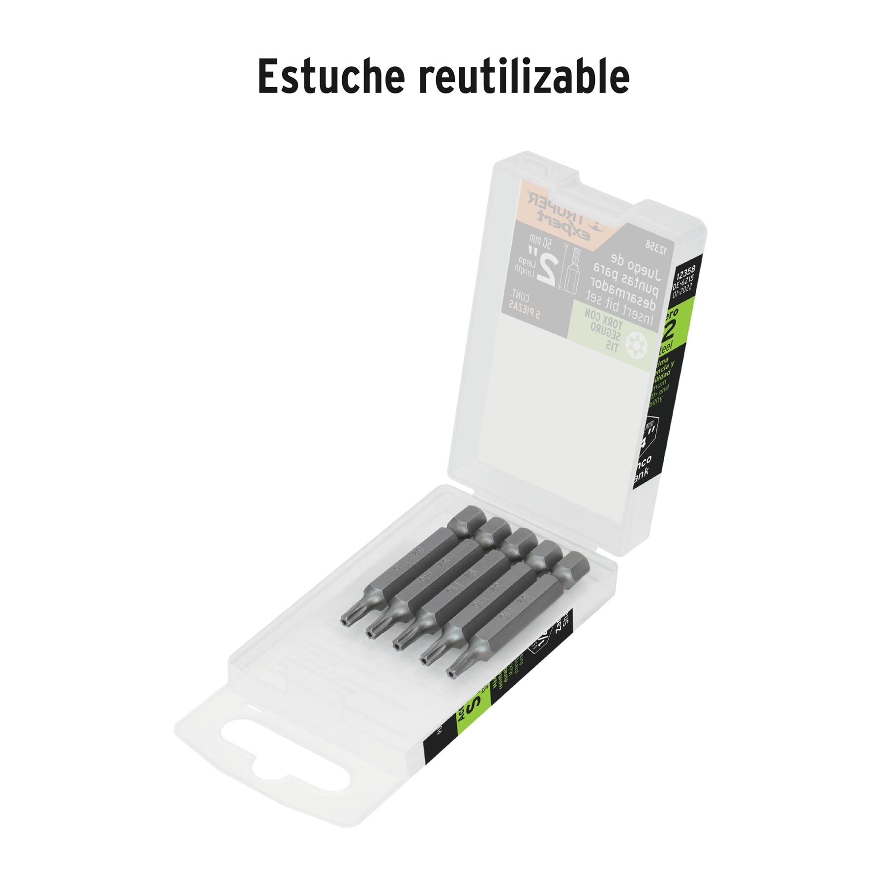 Estuche con 5 puntas torx T15 con seguro largo 2", EXPERT