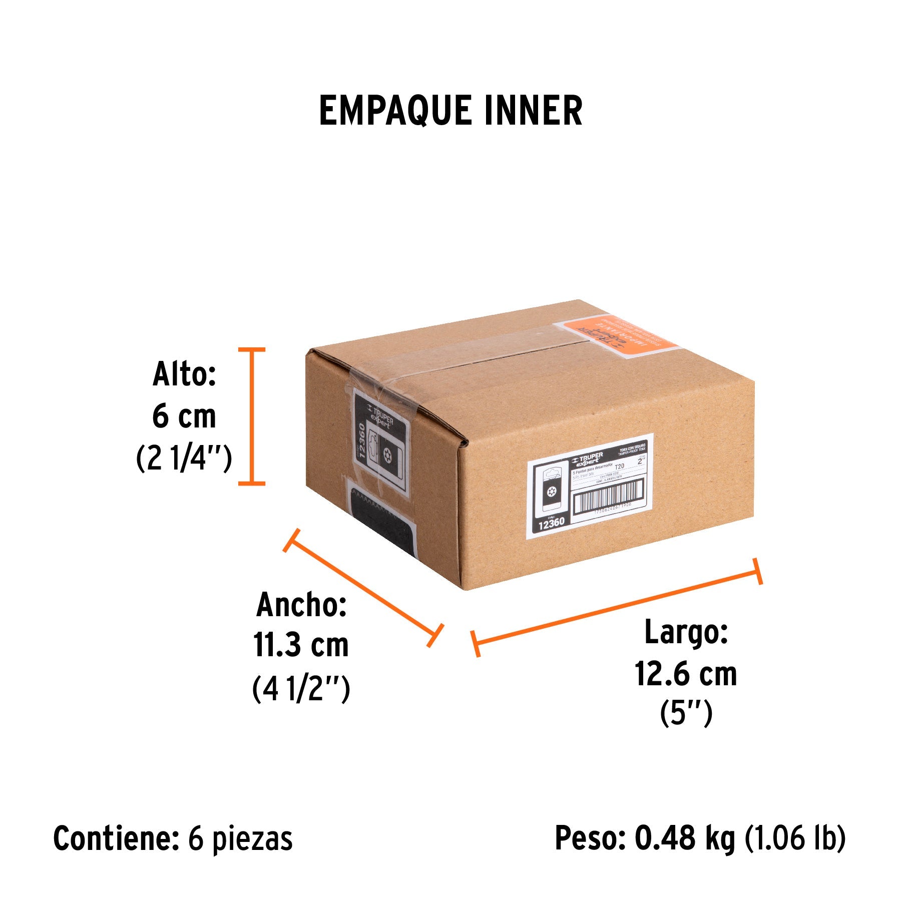 Estuche con 5 puntas torx T20 con seguro largo 2", EXPERT - Empaque
