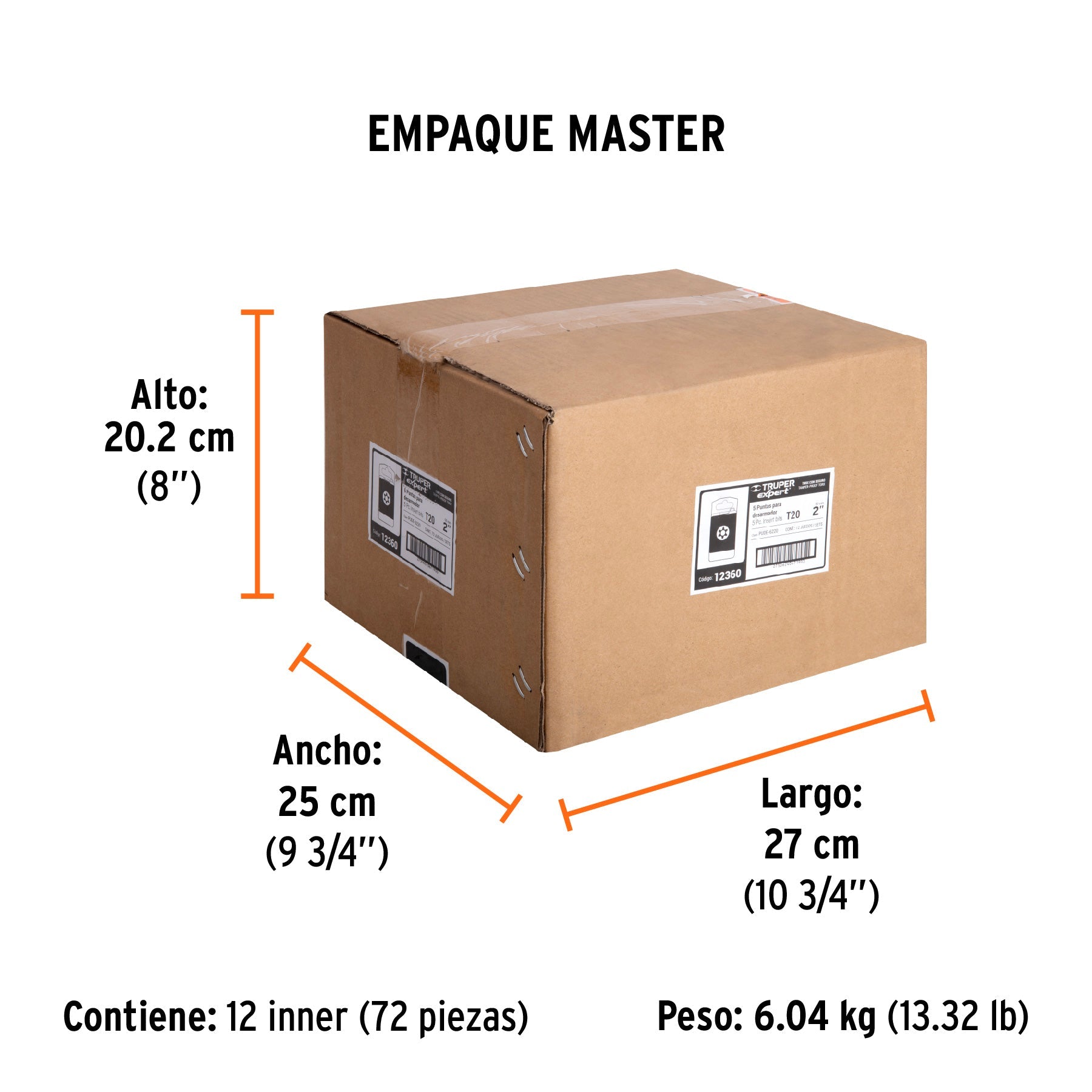 Estuche con 5 puntas torx T20 con seguro largo 2", EXPERT - Empaque