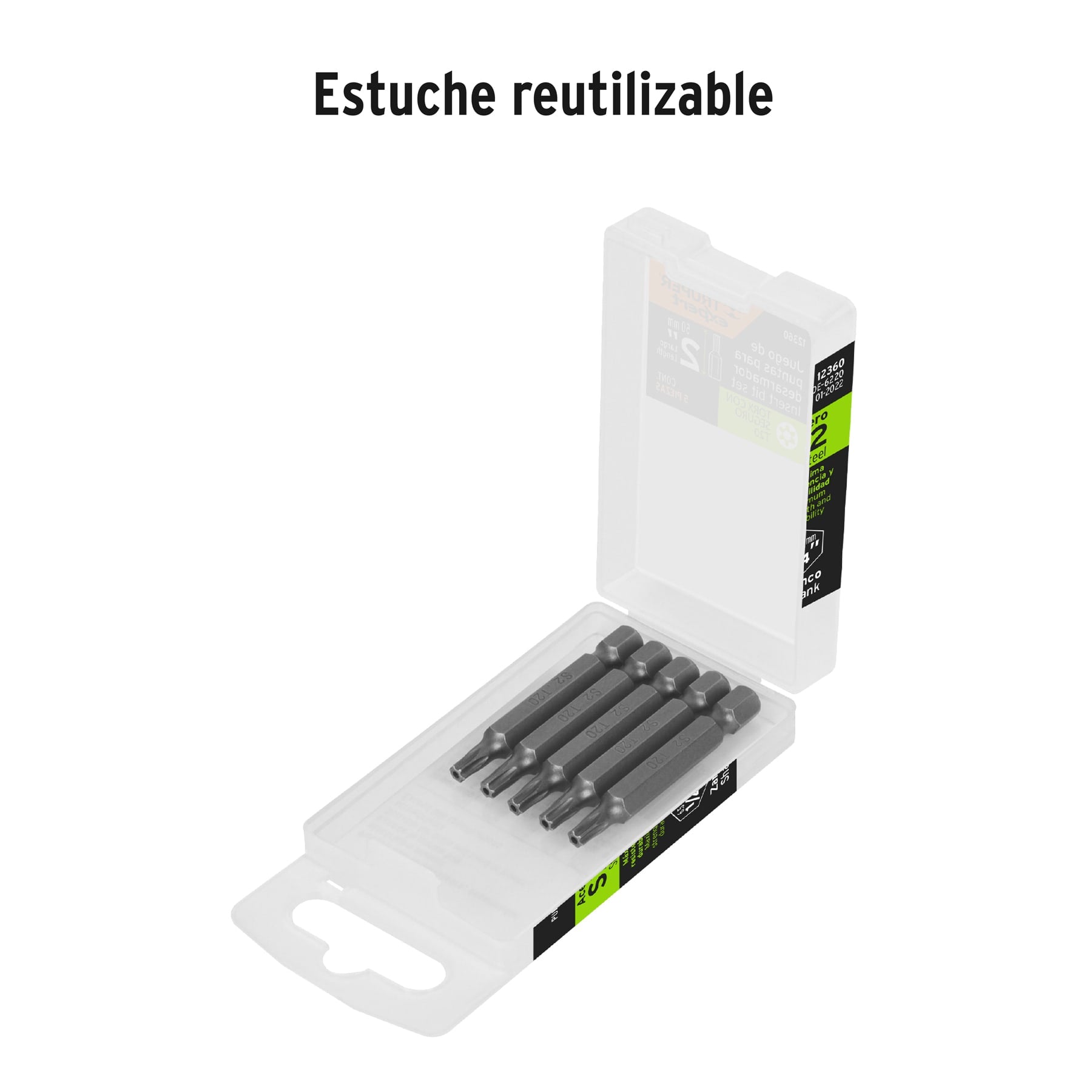 Estuche con 5 puntas torx T20 con seguro largo 2", EXPERT