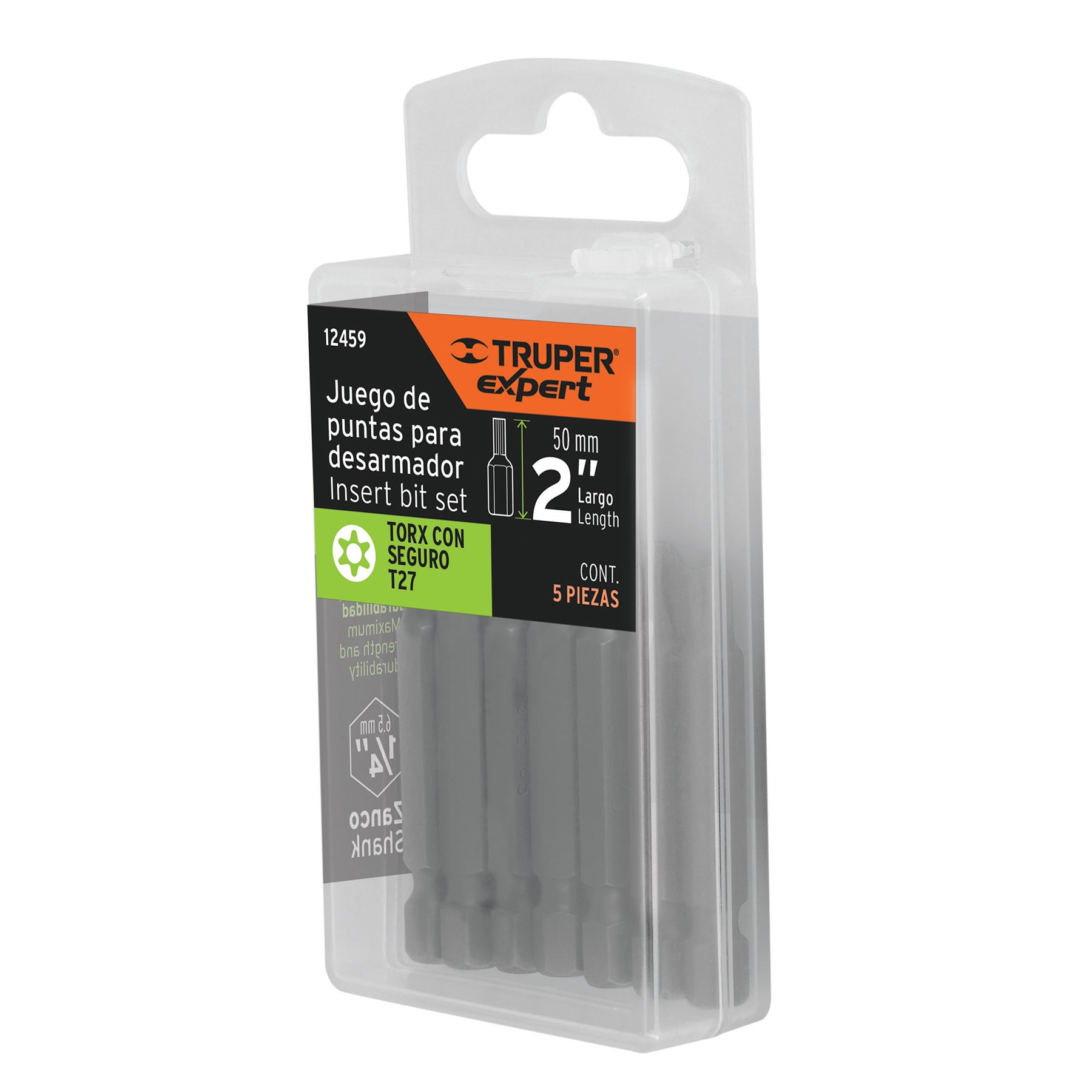 Estuche con 5 puntas torx T27 con seguro largo 2", EXPERT