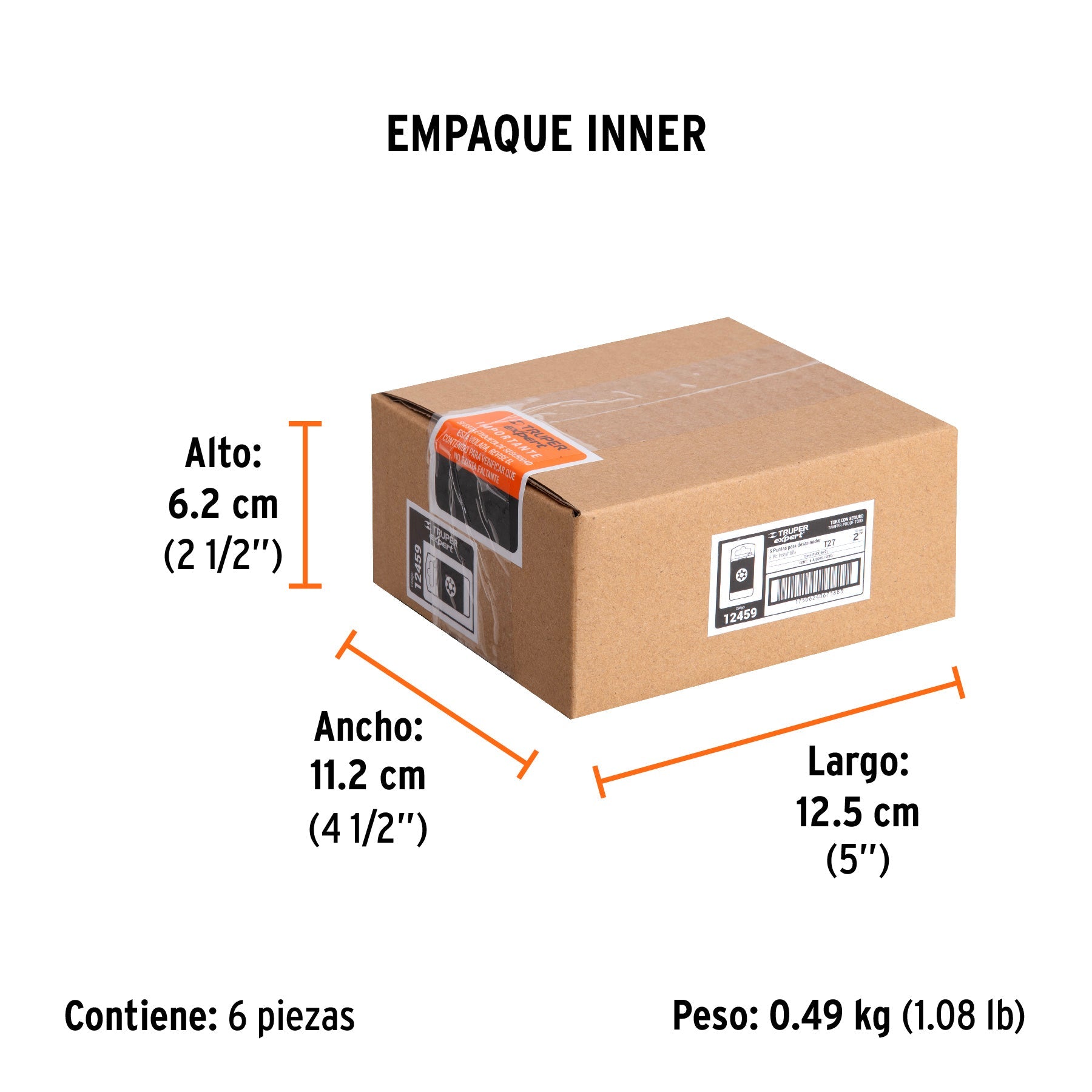Estuche con 5 puntas torx T27 con seguro largo 2", EXPERT - Empaque