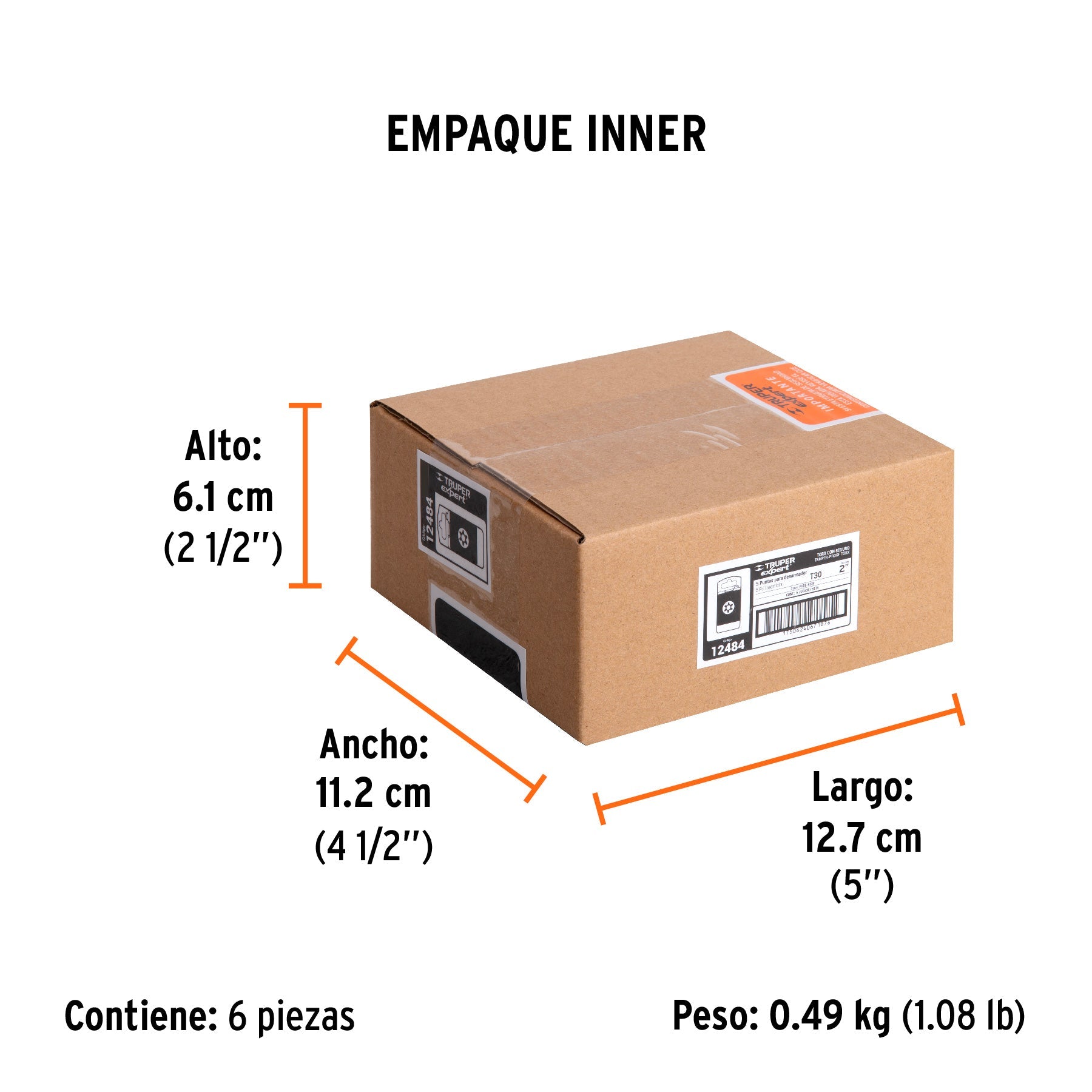 Estuche con 5 puntas torx T30 con seguro largo 2", EXPERT - Empaque