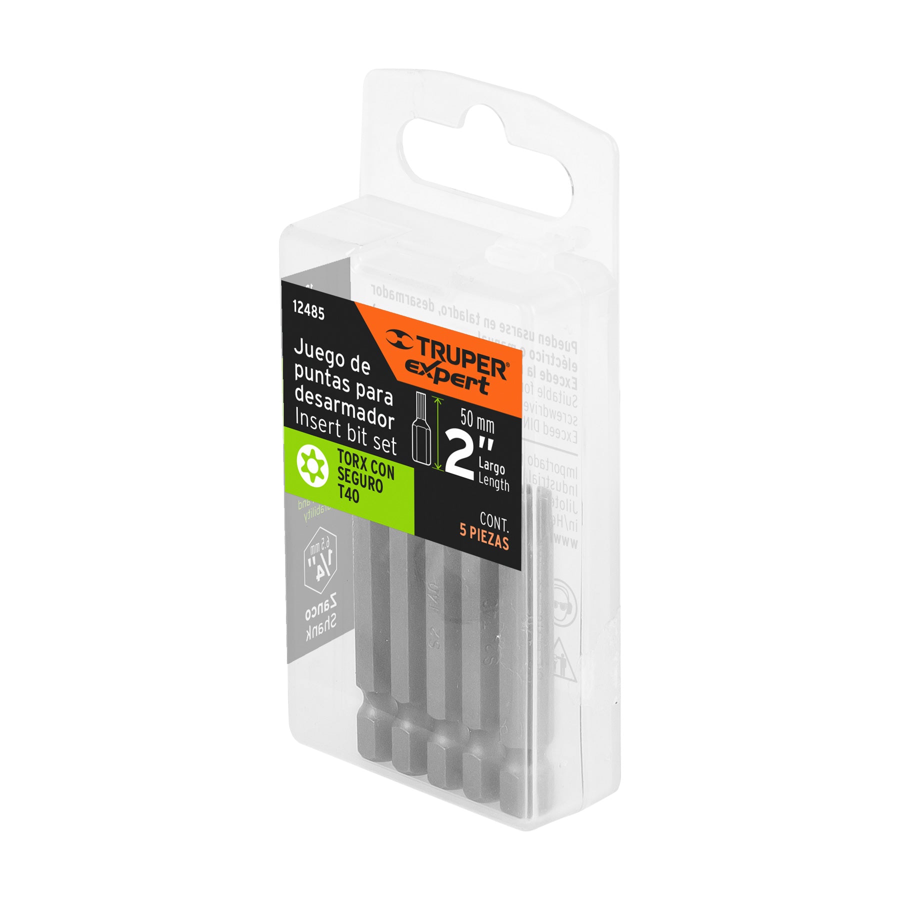 Estuche con 5 puntas torx T40 con seguro largo 2", EXPERT
