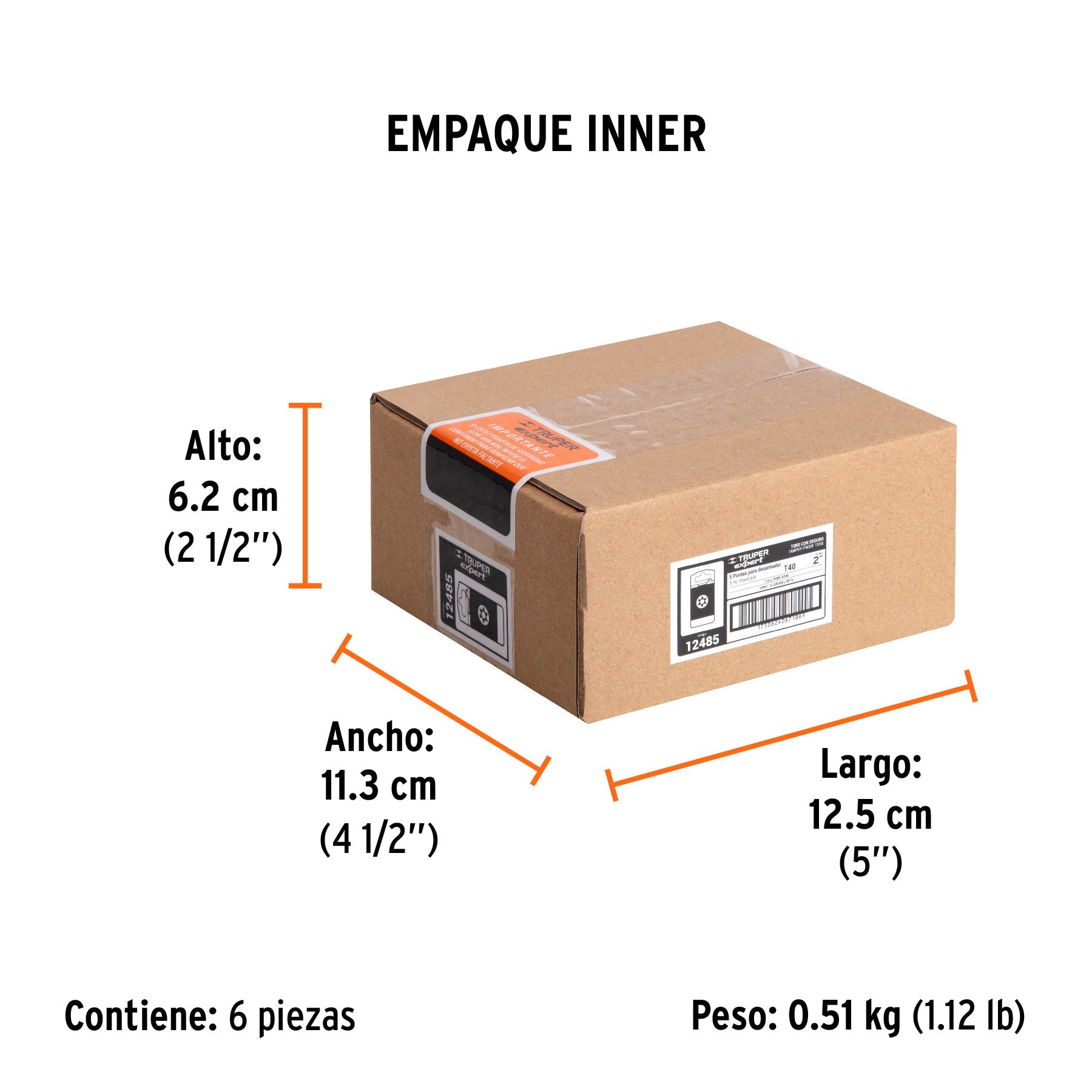 Estuche con 5 puntas torx T40 con seguro largo 2", EXPERT - Empaque