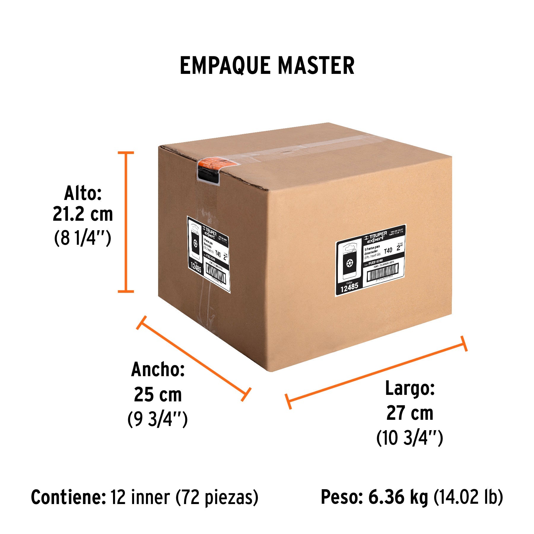 Estuche con 5 puntas torx T40 con seguro largo 2", EXPERT - Empaque