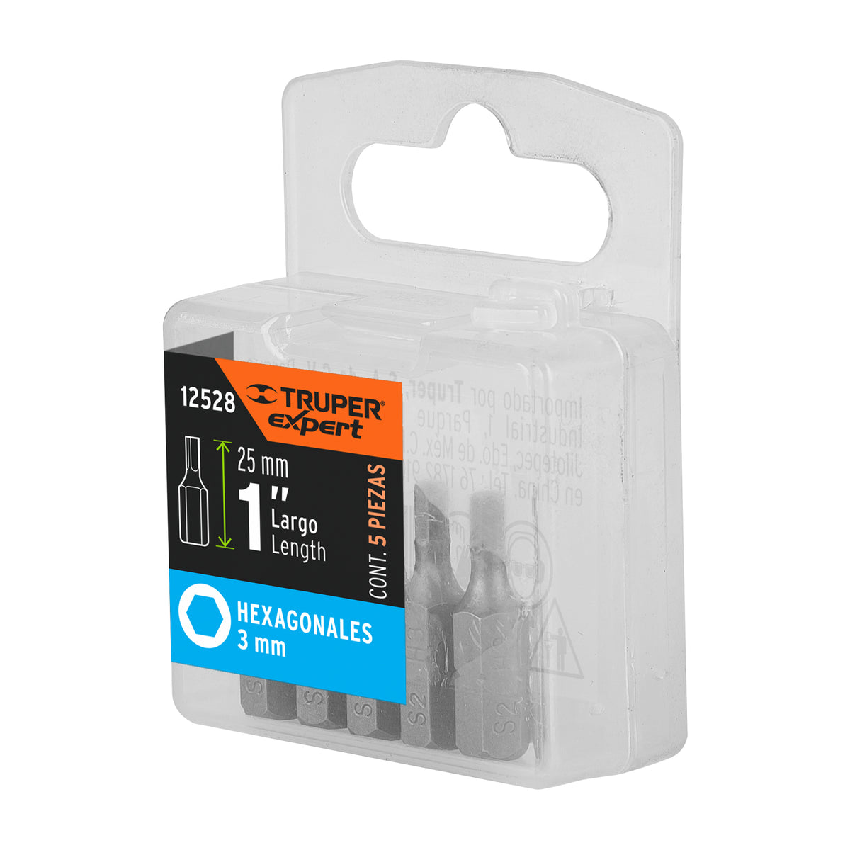 Estuche con 5 puntas hexagonales de 3 mm largo 1", EXPERT