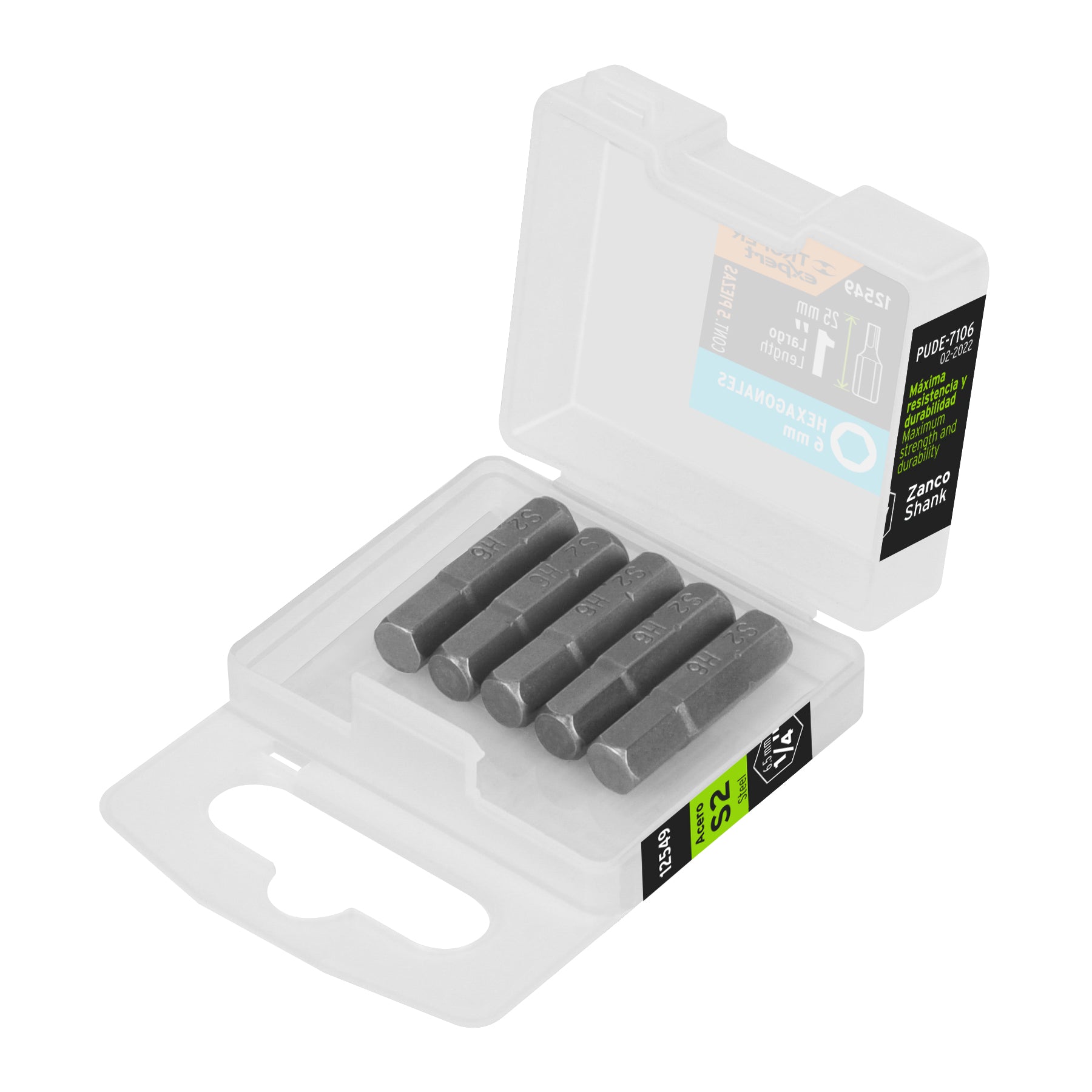 Estuche con 5 puntas hexagonales de 6 mm largo 1", EXPERT