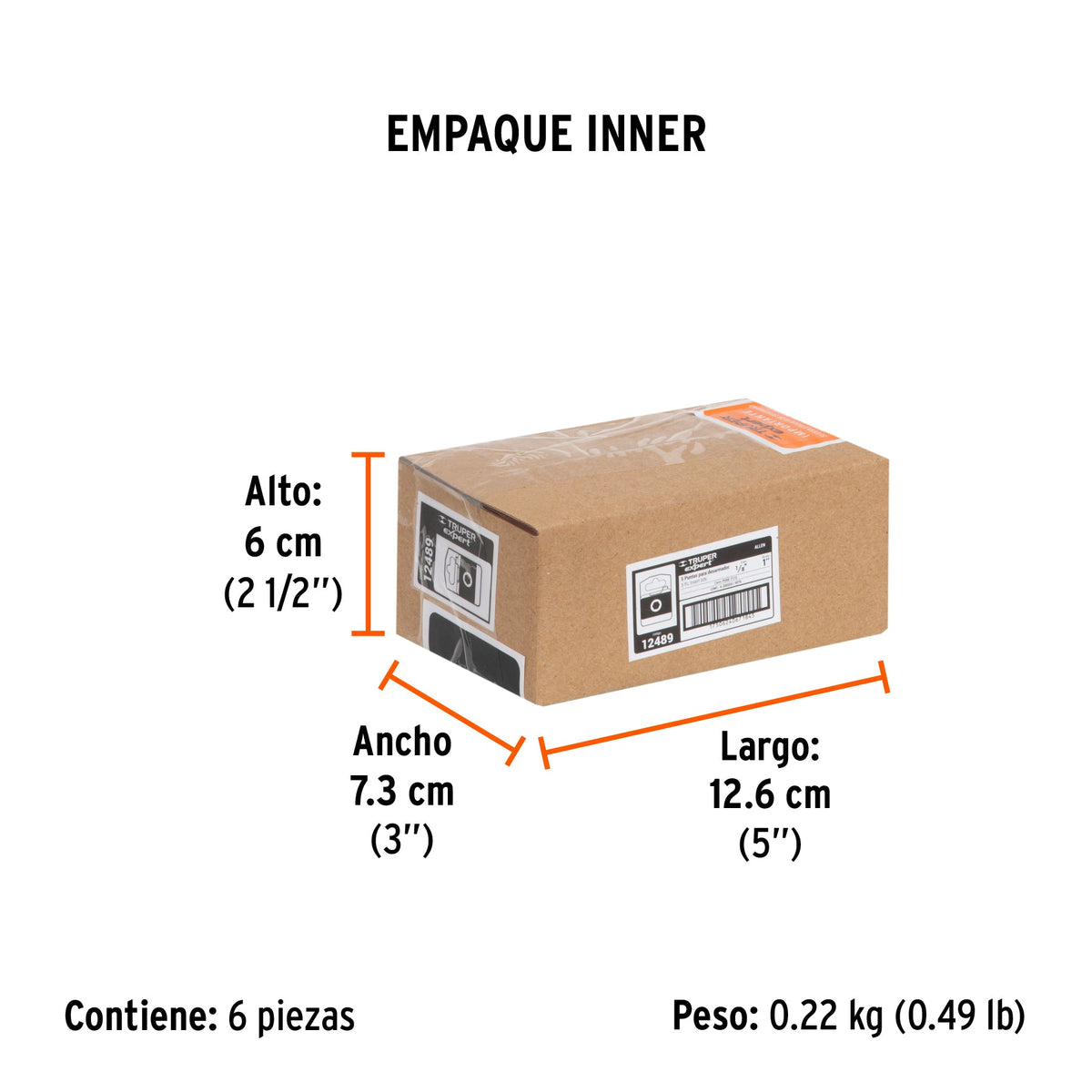 Estuche con 5 puntas hexagonales de 1/8mm largo 1", EXPERT - Empaque