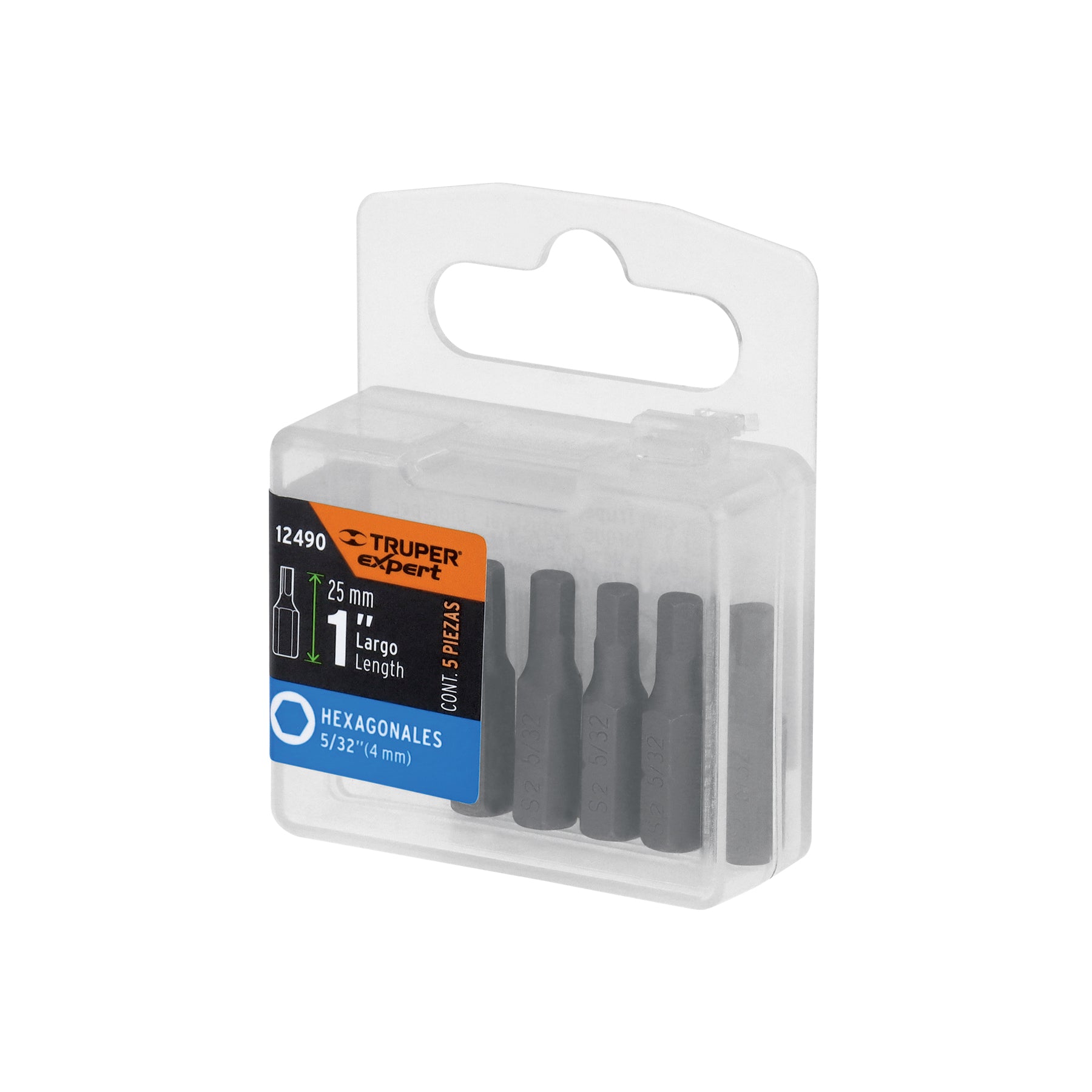 Estuche con 5 puntas hexagonales de 5/32mm largo 1", EXPERT
