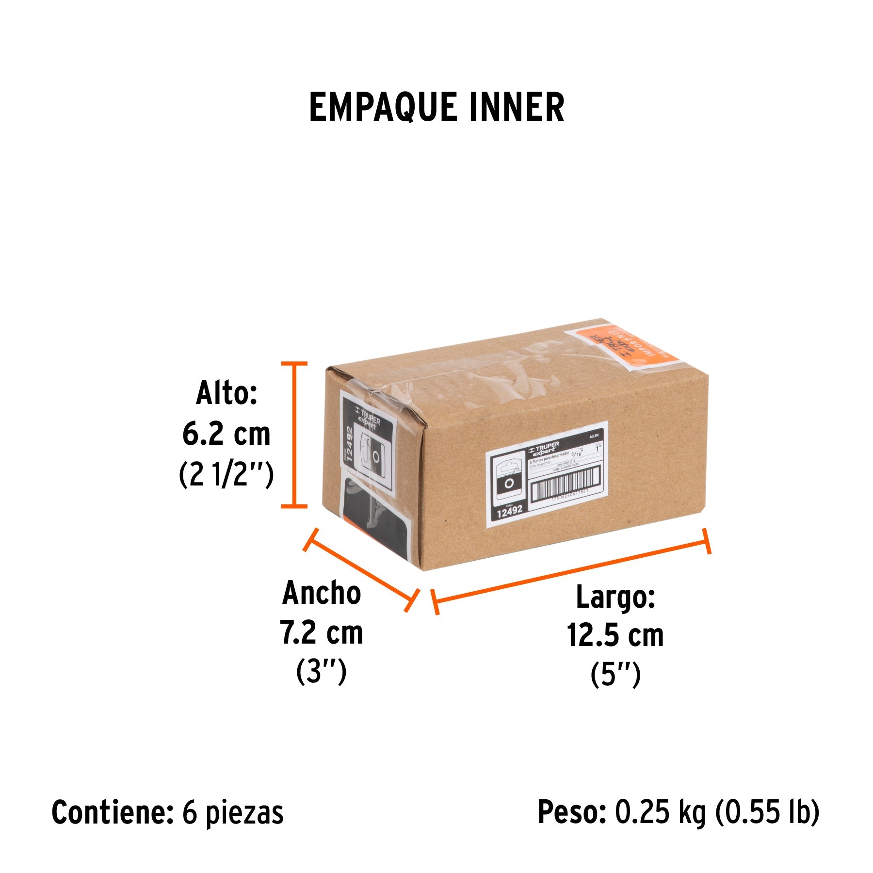 Estuche con 5 puntas hexagonales de 3/16mm largo 1", EXPERT - Empaque