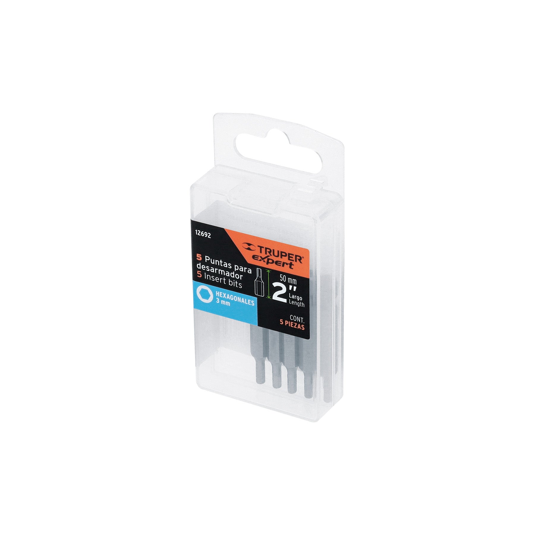Estuche con 5 puntas hexagonales de 3 mm largo 2", EXPERT