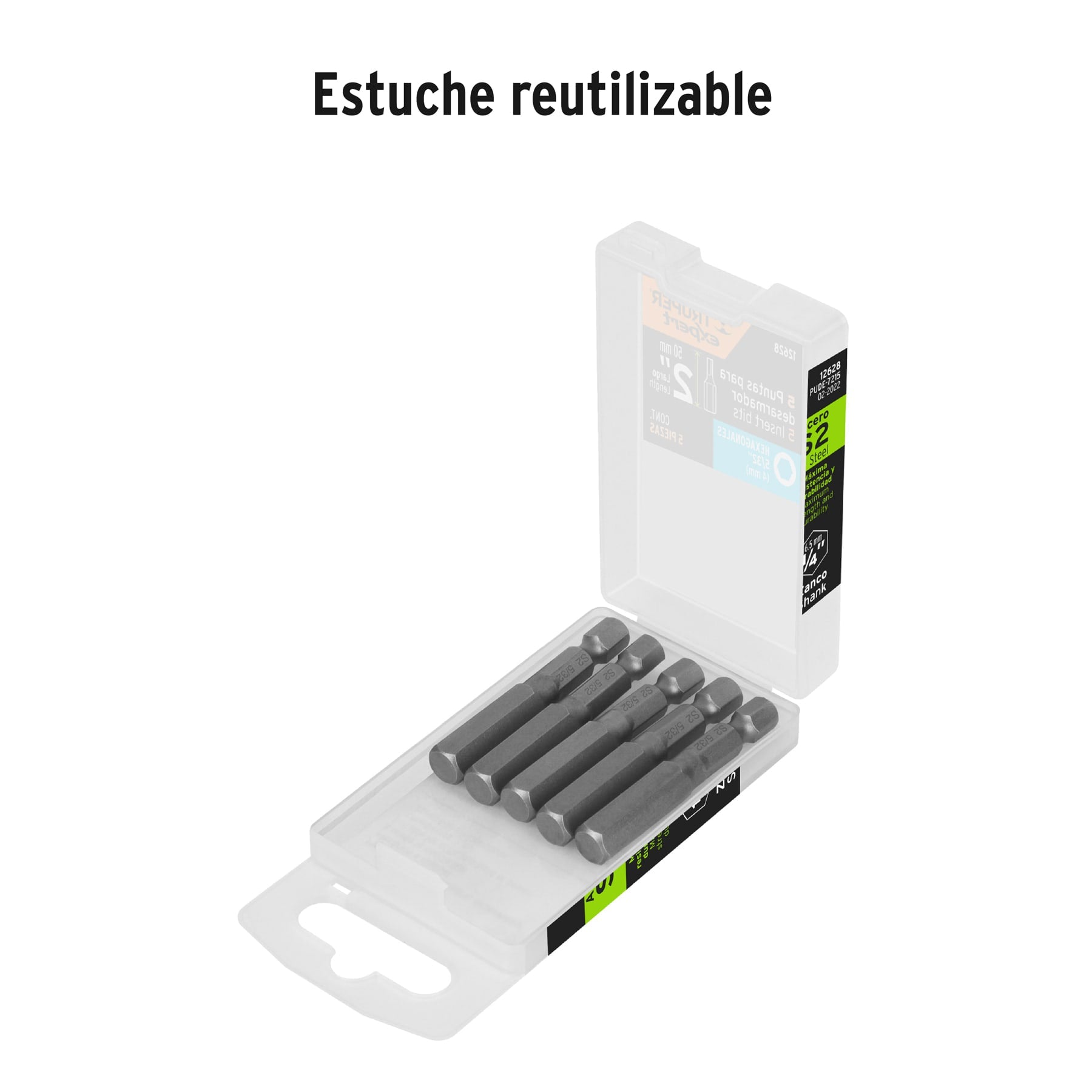 Estuche con 5 puntas hexagonales de 5/32mm largo 2", EXPERT