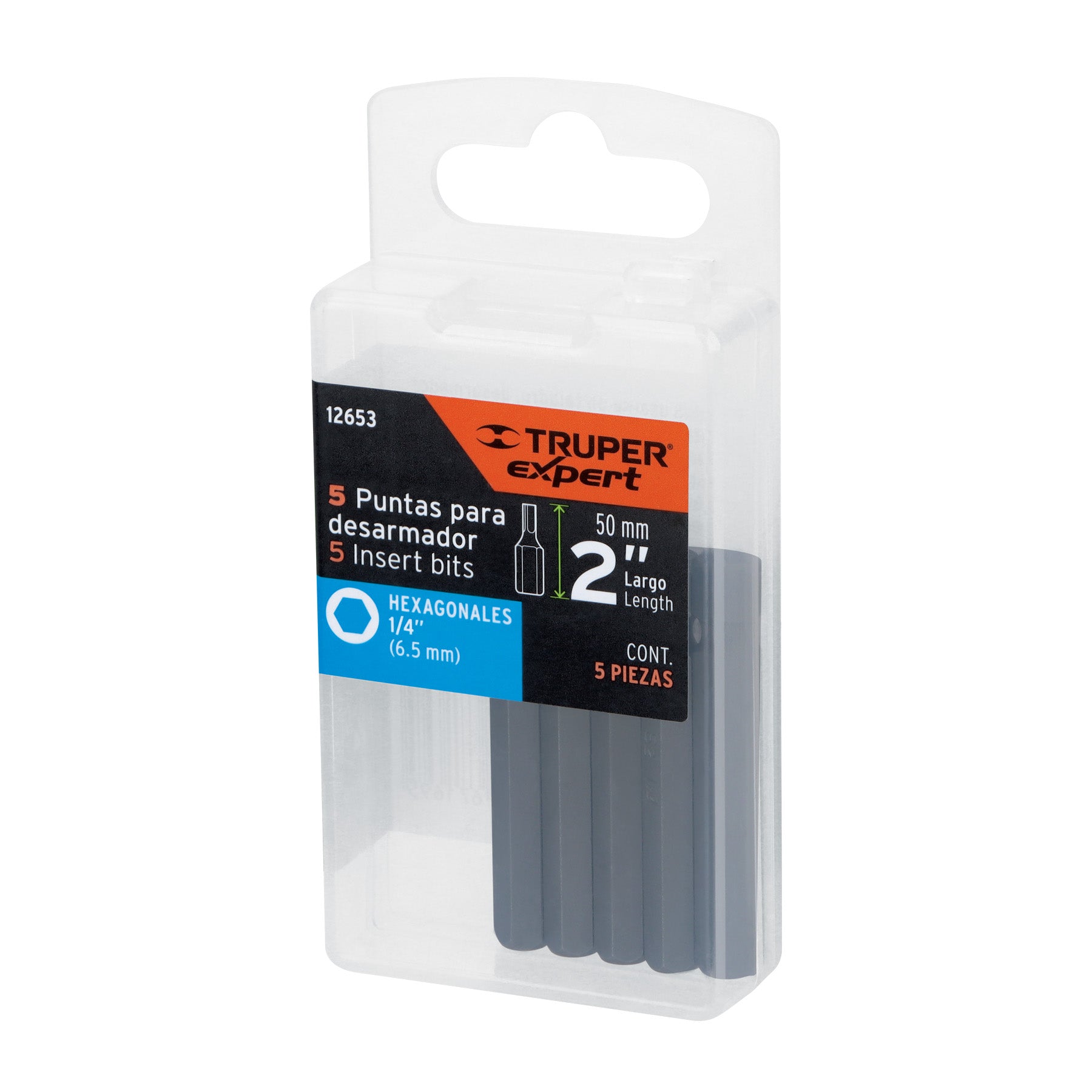 Estuche con 5 puntas hexagonales de 1/4mm largo 2", EXPERT