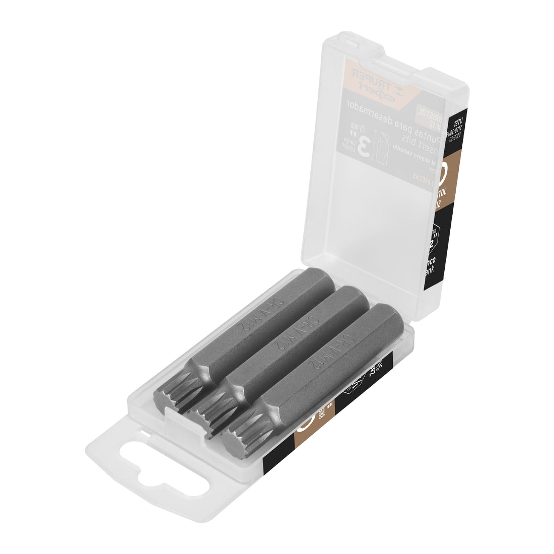 Estuche con 3 puntas bristol M12 largo 3", TRUPER EXPERT