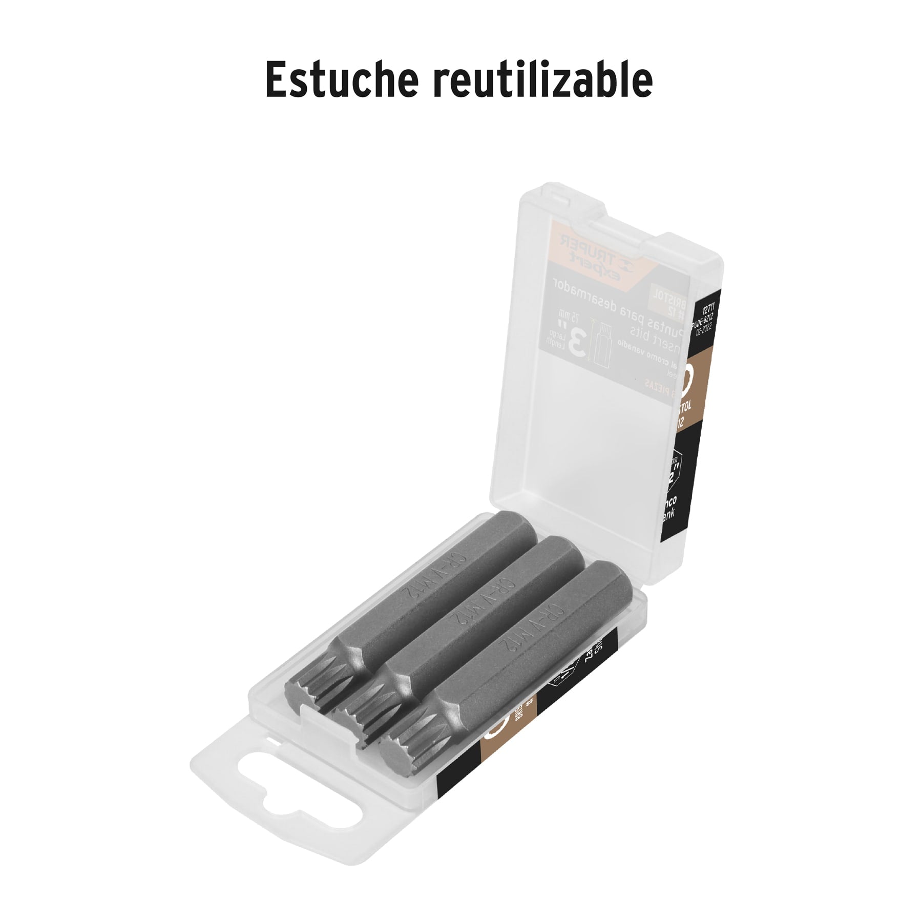 Estuche con 3 puntas bristol M12 largo 3", TRUPER EXPERT