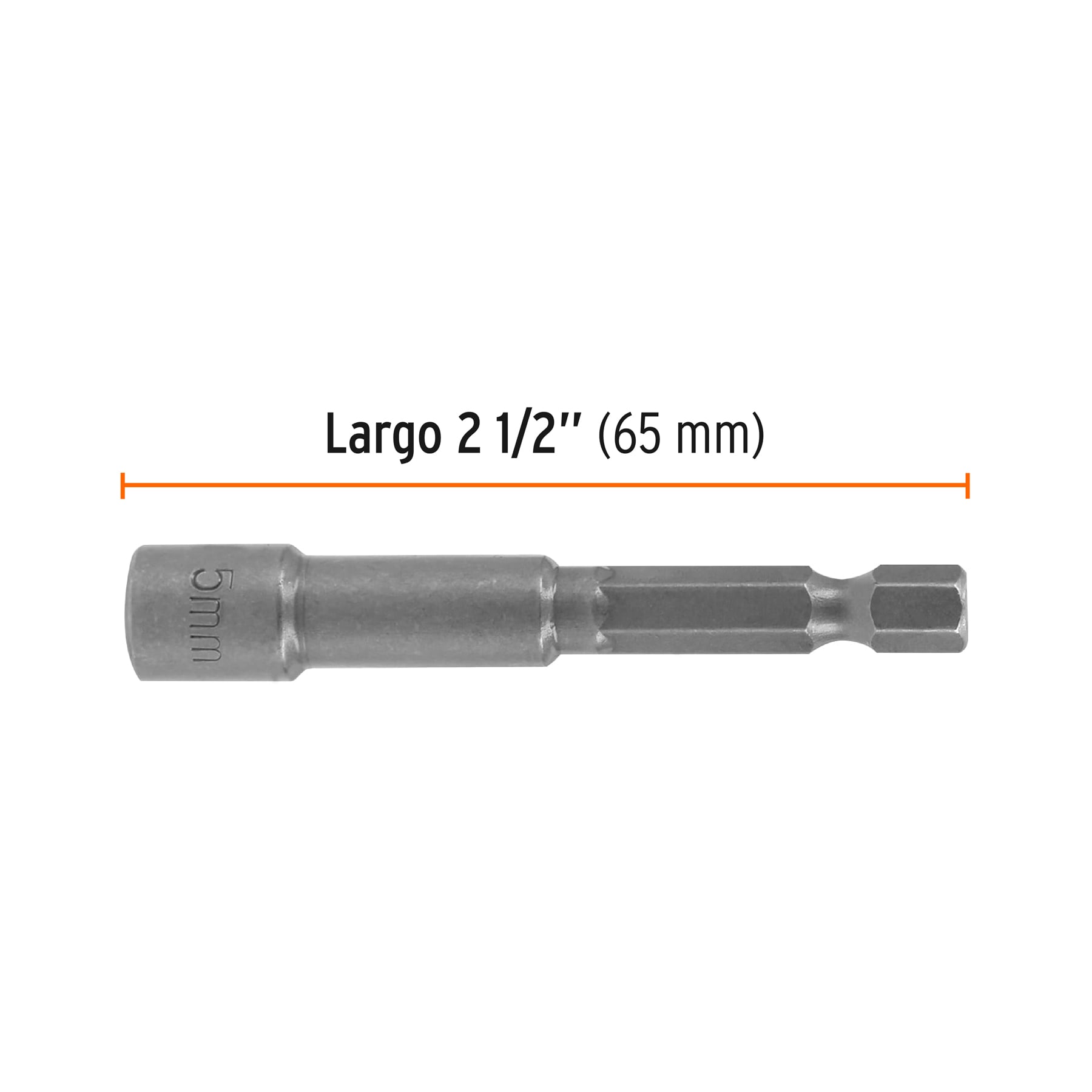 Estuche con 5 dados magnéticos de 5 mm largo 2-1/2", EXPERT
