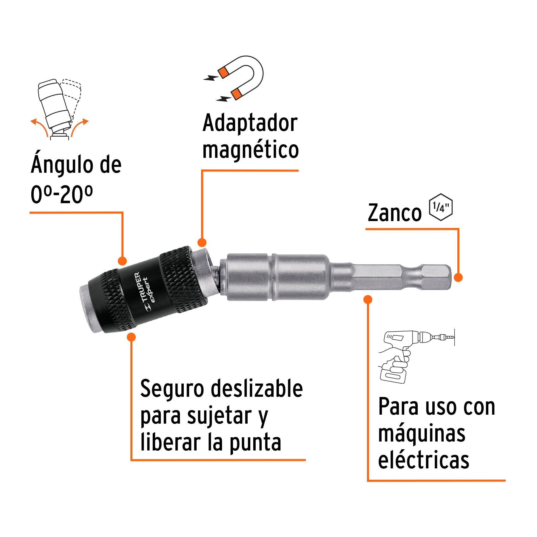 Extensión magnética articulada 4 3/4", para puntas, EXPERT