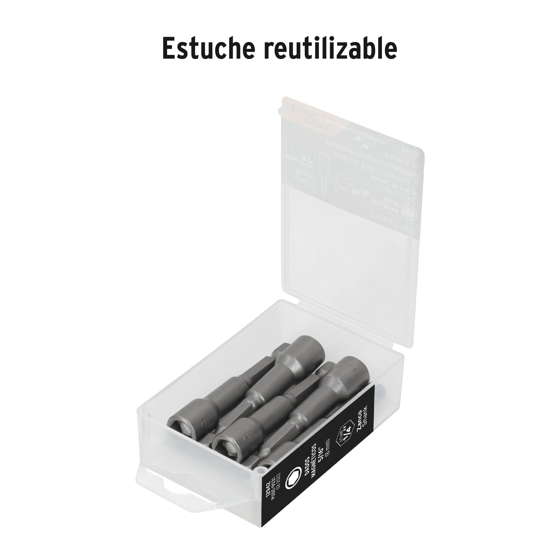Estuche con 5 dados magnéticos de 5/16" largo 2-1/2", EXPERT