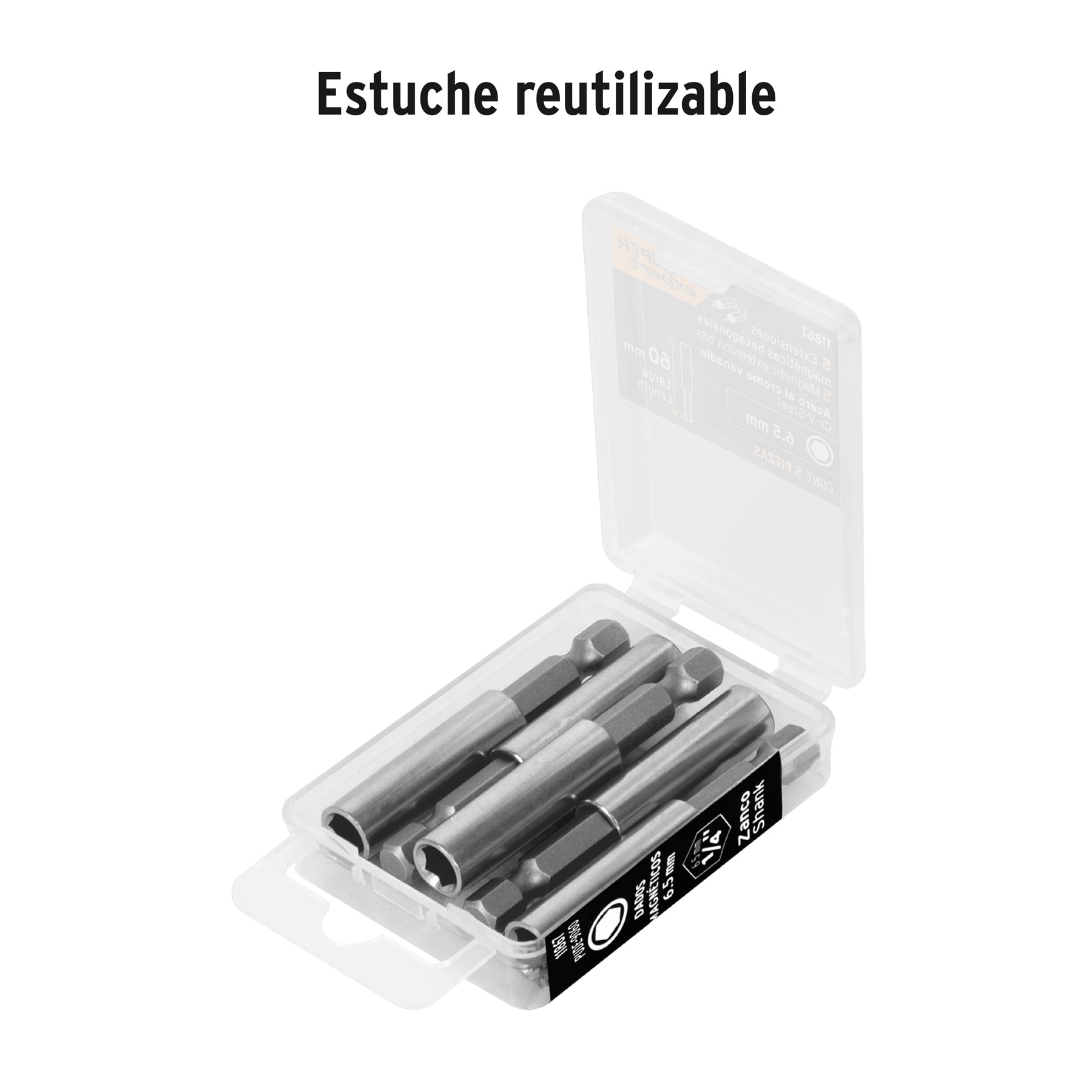 Estuche con 5 extensiones de 60 mm, magnéticas, EXPERT