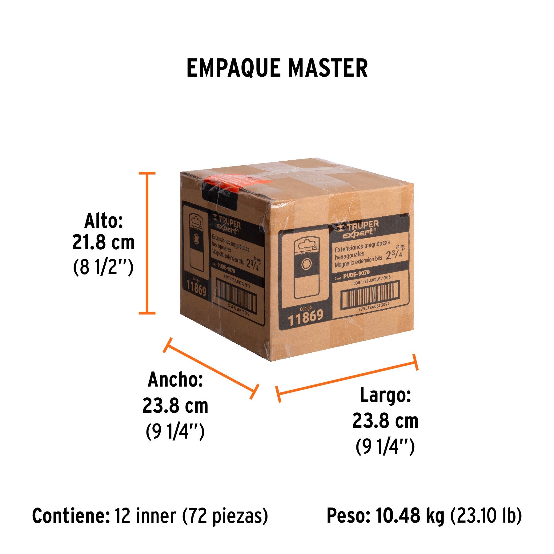 Estuche con 5 extensiones de 70 mm, magnéticas, EXPERT - Empaque