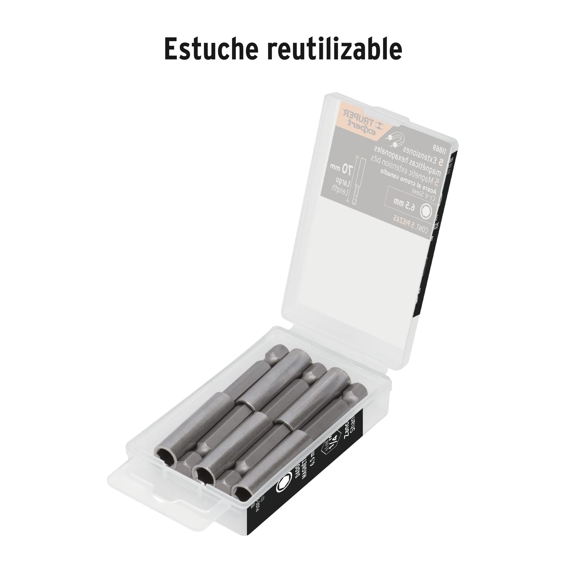 Estuche con 5 extensiones de 70 mm, magnéticas, EXPERT