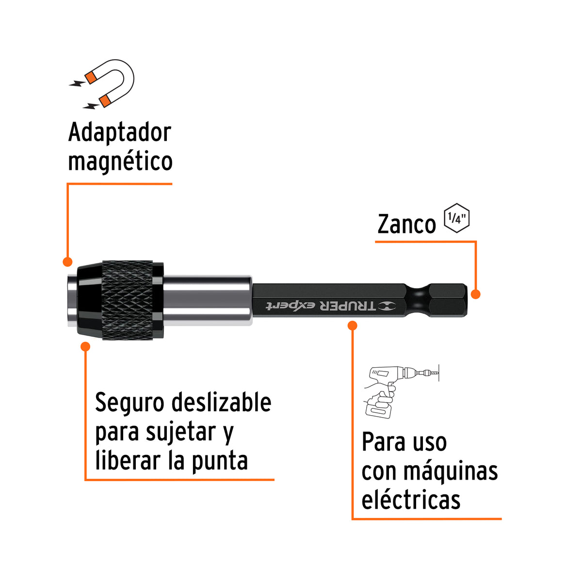 Extensión magnética 3', para puntas, cambio rápido, EXPERT