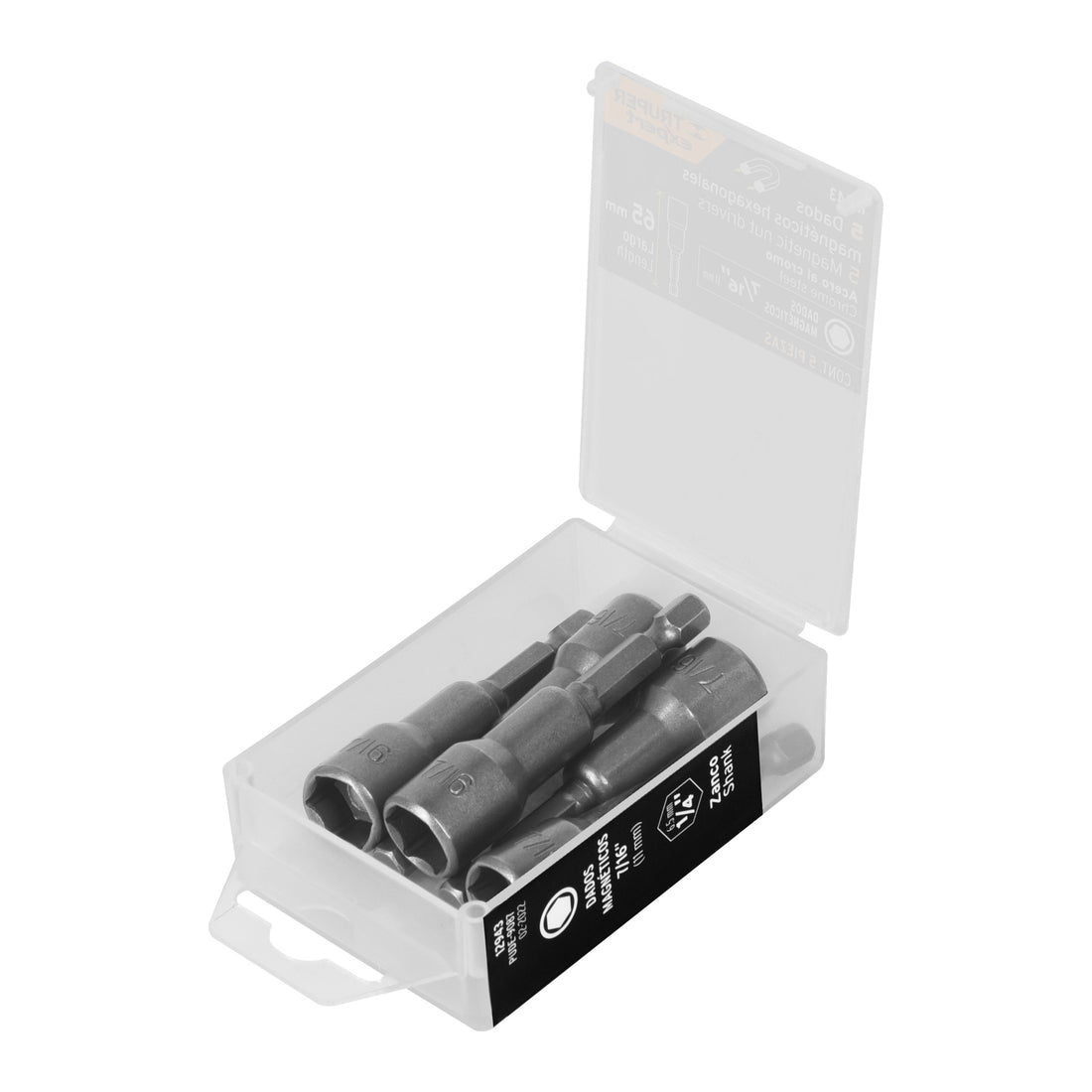 Estuche con 5 dados magnéticos de 7/16" largo 2-1/2", EXPERT