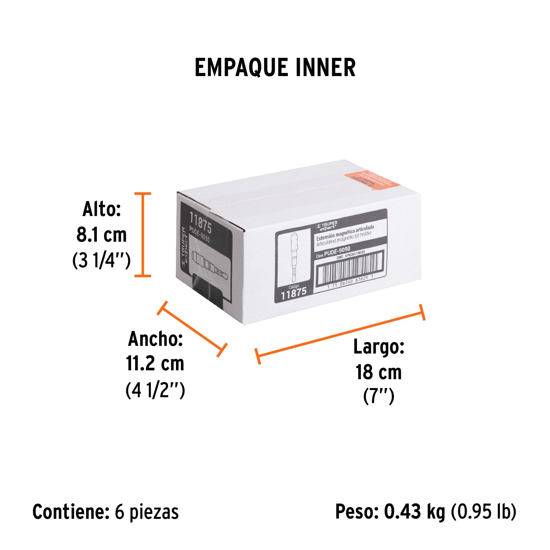 Extensión magnética articulada 3 1/2", para puntas, EXPERT - Empaque