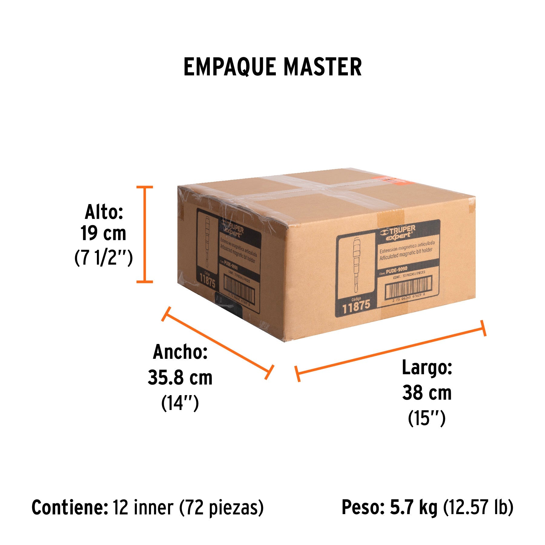 Extensión magnética articulada 3 1/2", para puntas, EXPERT - Empaque
