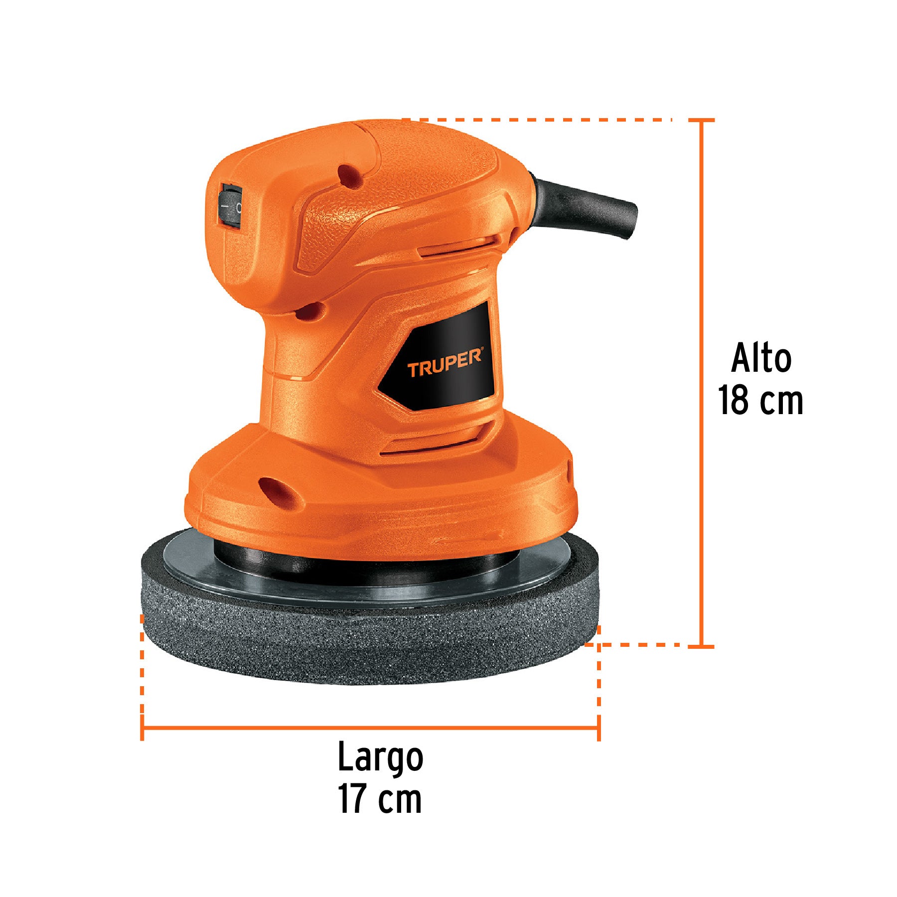 Pulidora roto-orbital compacta 6", 45W, TRUPER PRO