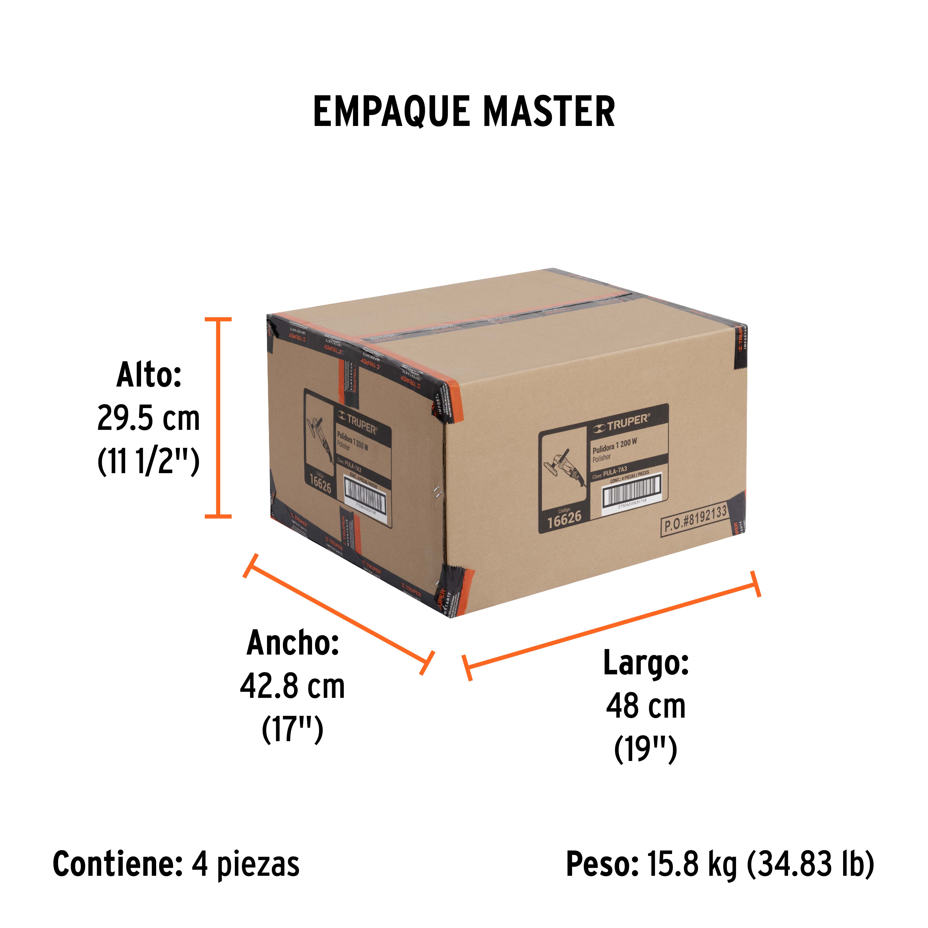 Pulidora rotativa 7", 1200W, TRUPER PRO - Empaque