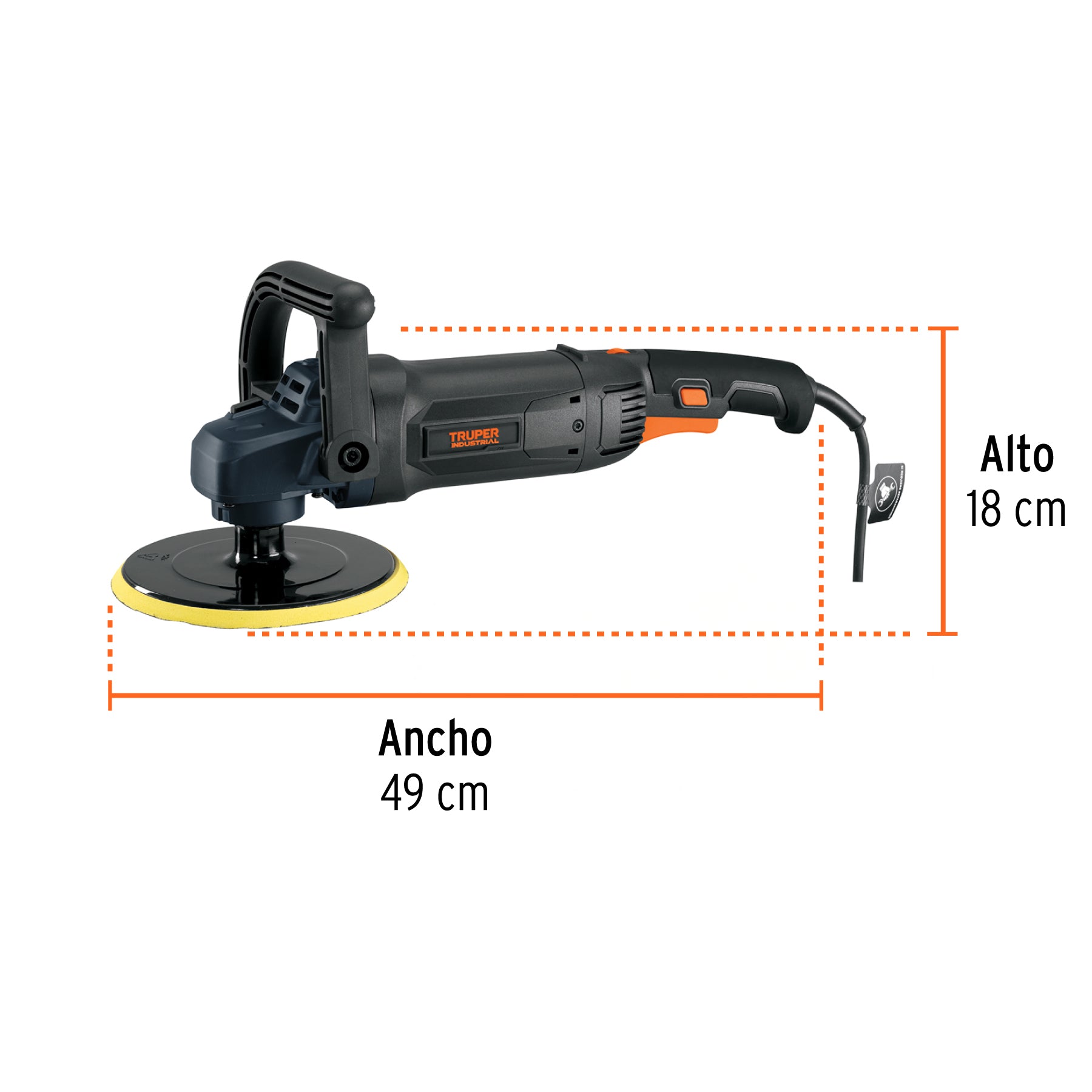 Pulidora rotativa 7", 1200W, TRUPER INDUSTRIAL