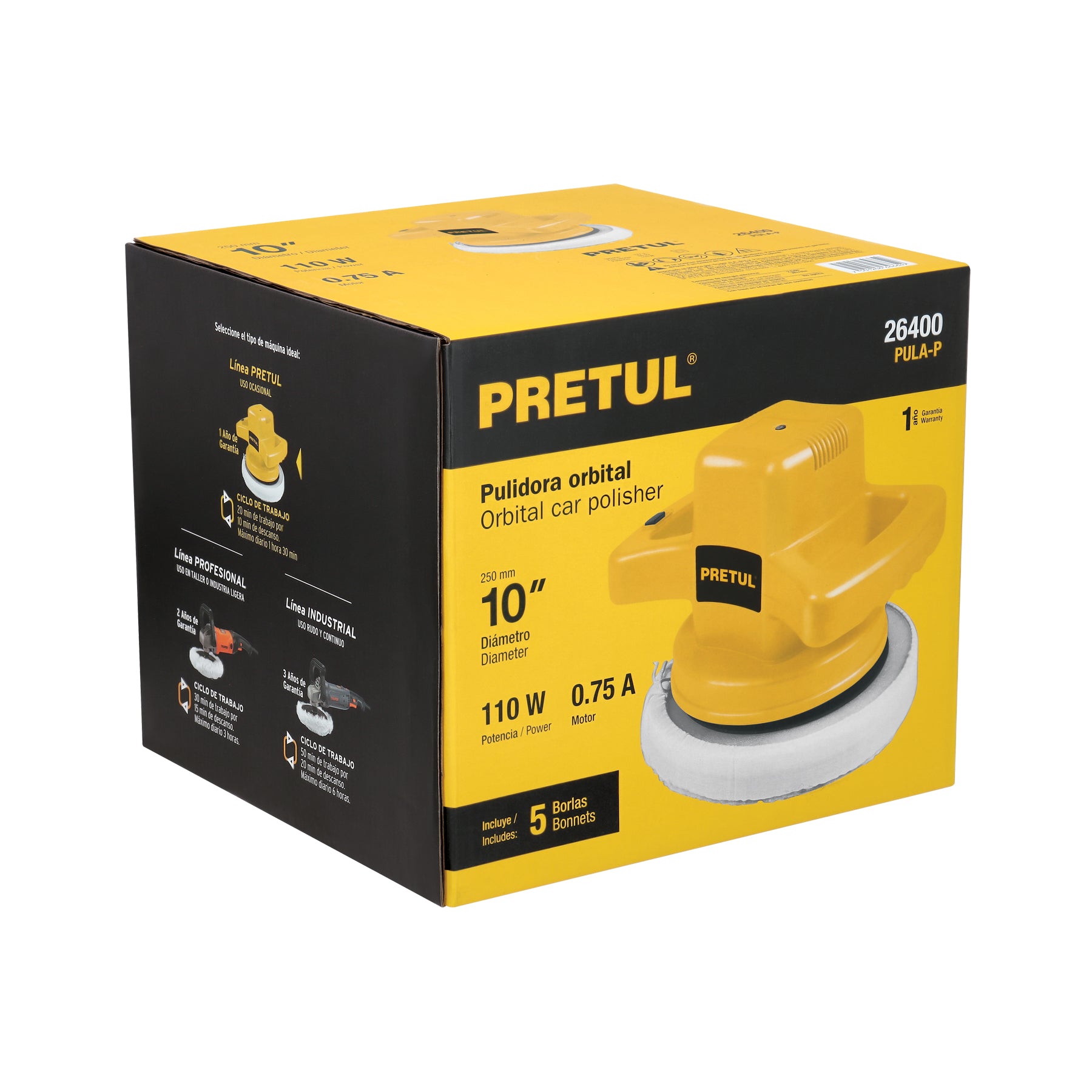 Pulidora roto-orbital 10", 110W, PRETUL