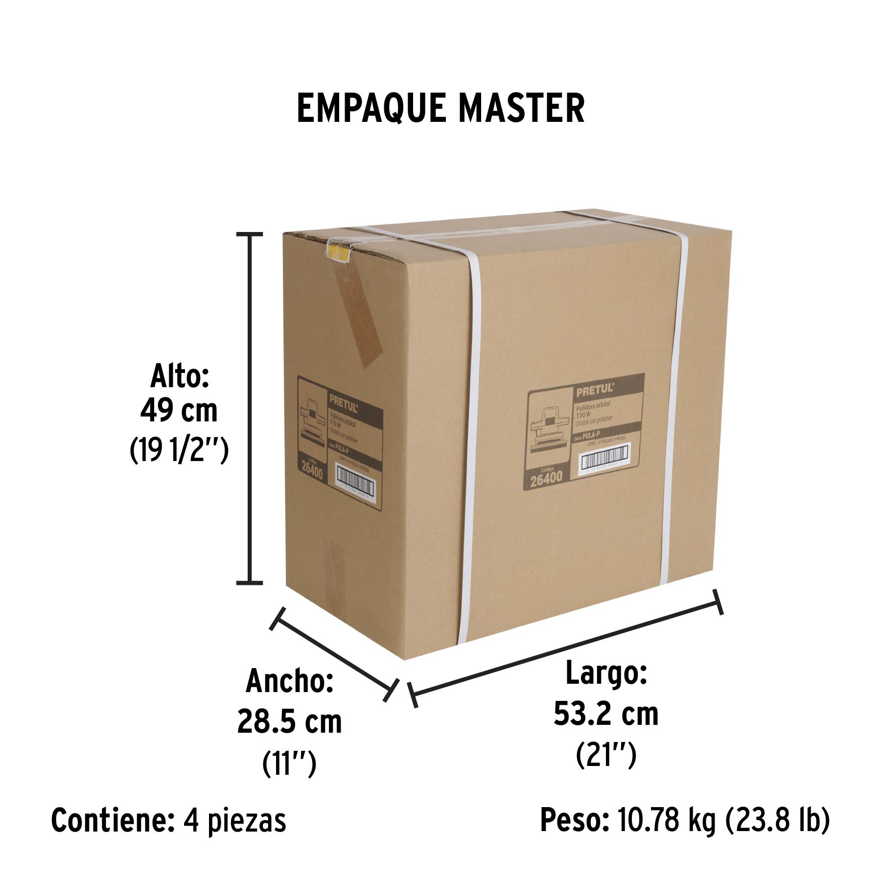 Pulidora roto-orbital 10", 110W, PRETUL - Empaque