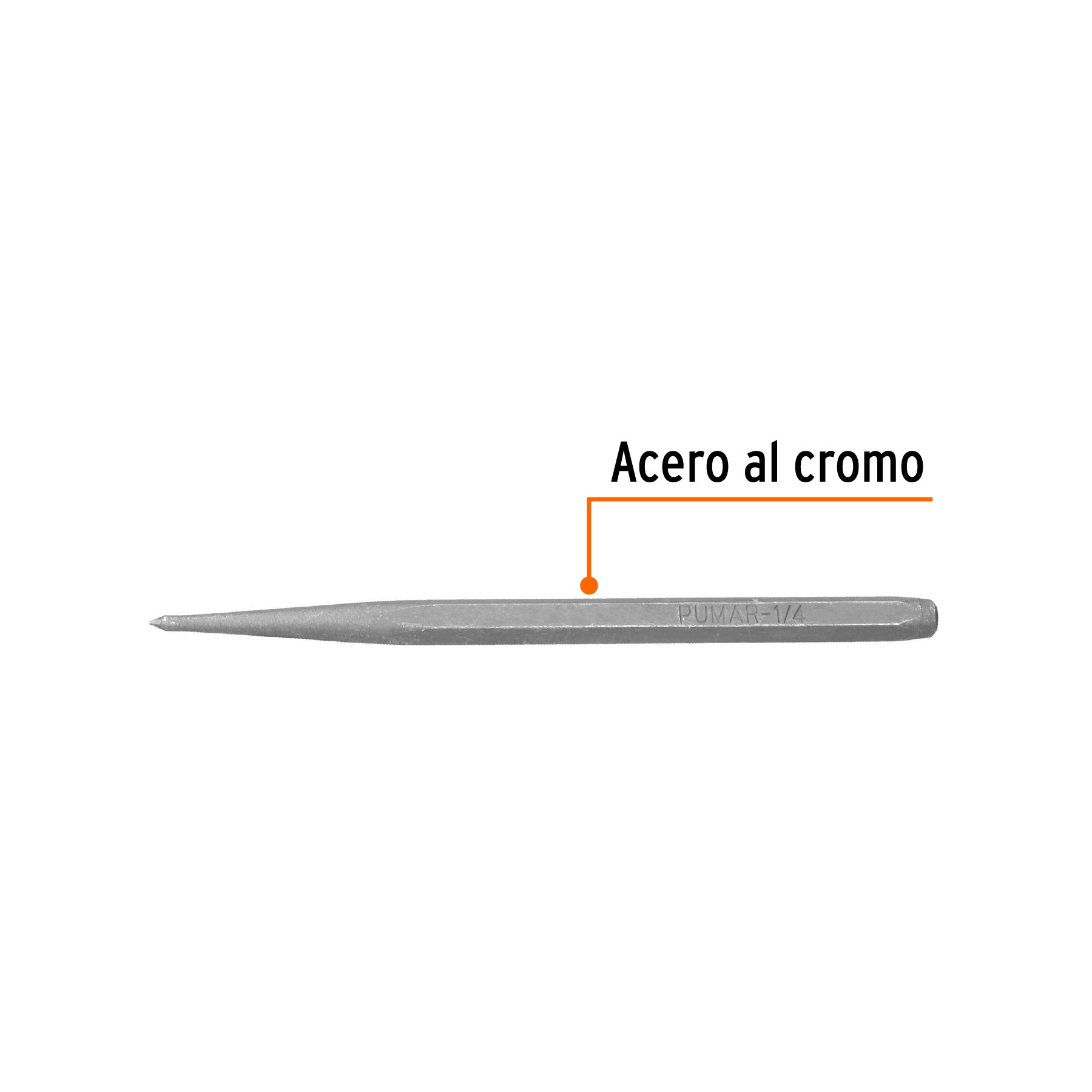 Punzón 1/4" para marcar, largo 4-3/4", TRUPER