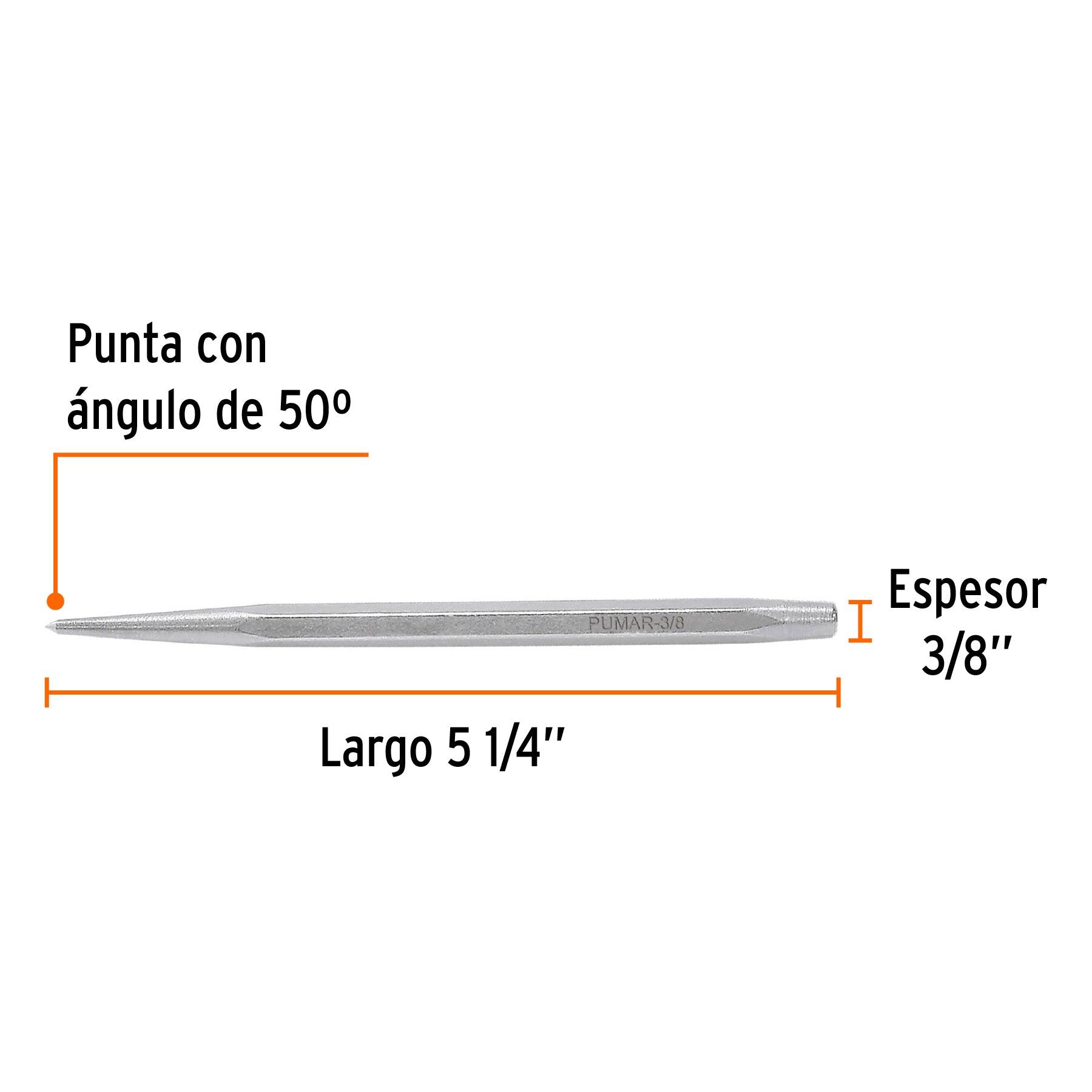 Punzón 3/8" para marcar, largo 4-3/4", TRUPER