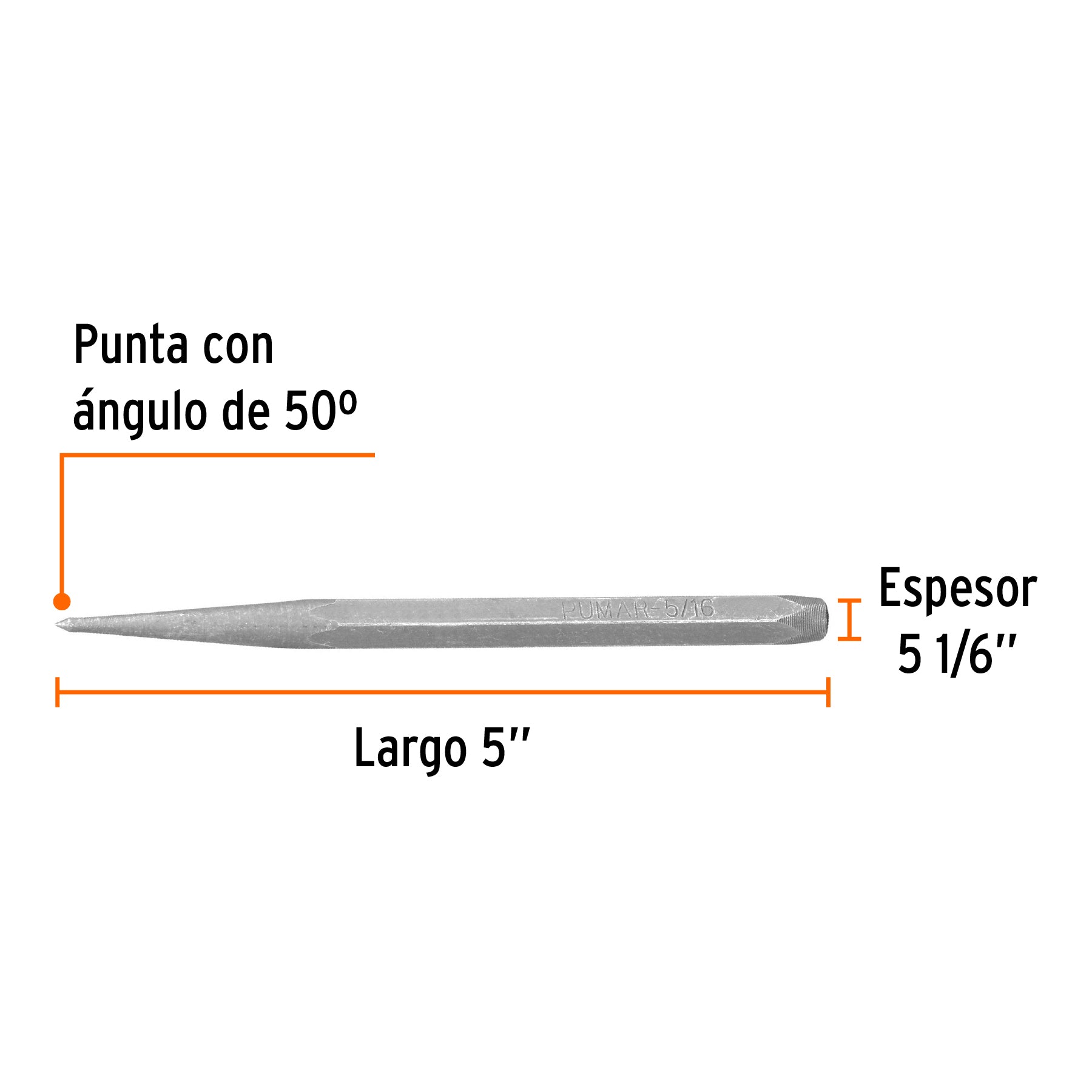 Punzón 5/16" para marcar, largo 5", TRUPER