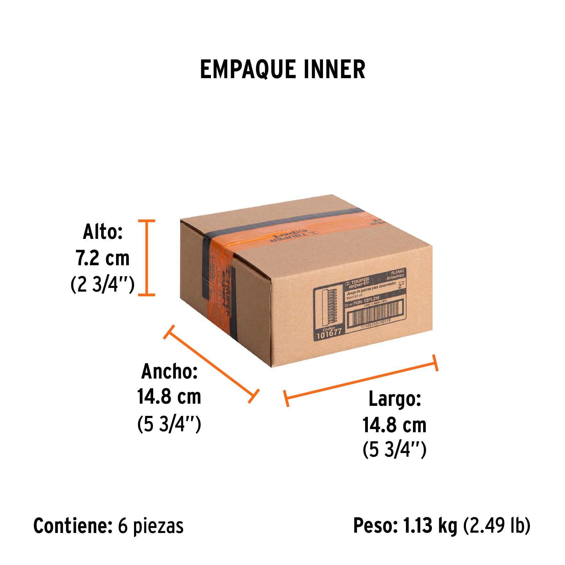 Juego de 12 puntas planas mm combinadas largo 2", EXPERT - Empaque