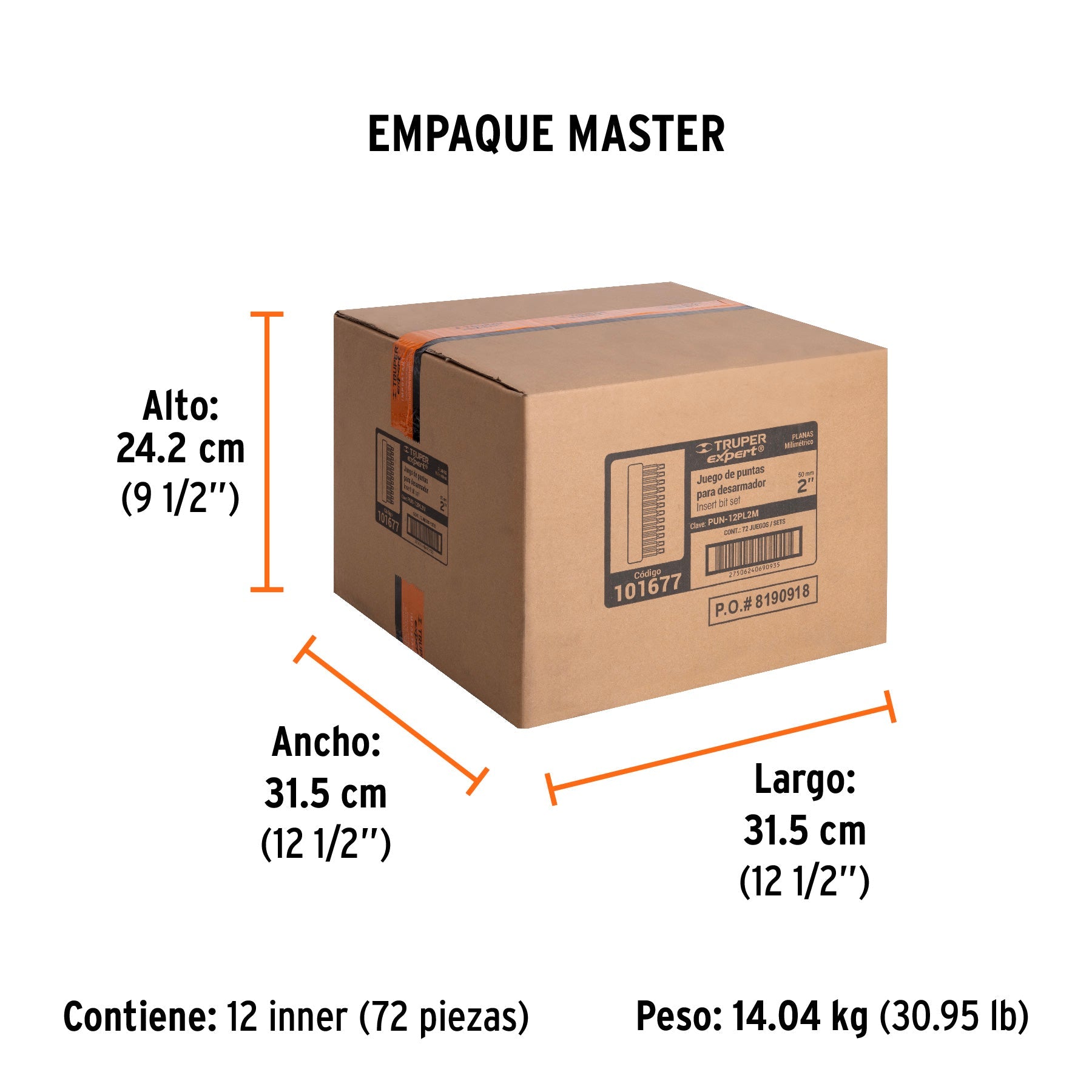 Juego de 12 puntas planas mm combinadas largo 2", EXPERT - Empaque