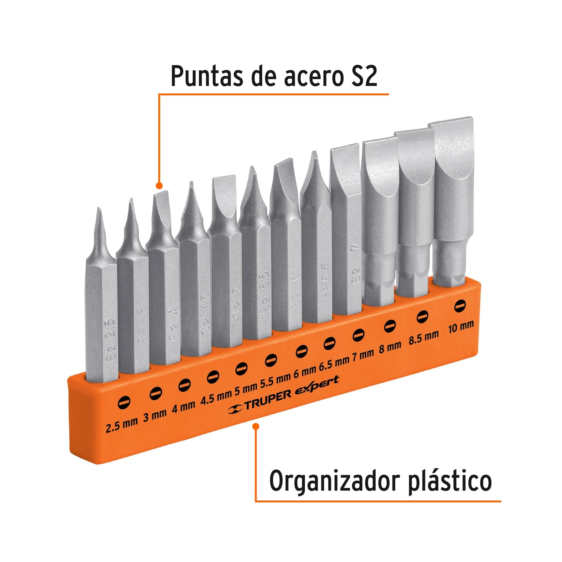 Juego de 12 puntas planas mm combinadas largo 2", EXPERT