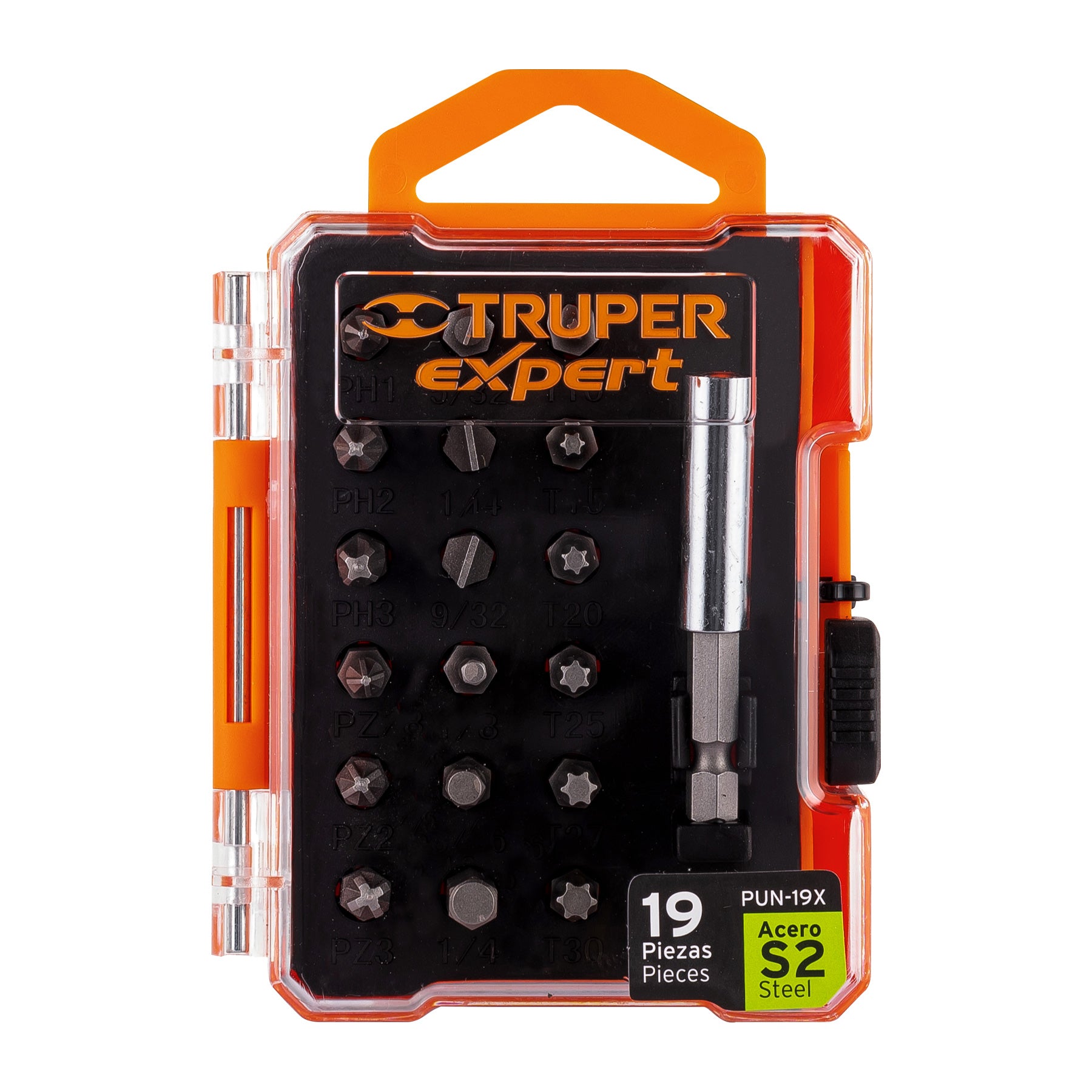 Juego de 19 puntas mixtas largo 1" estuche plástico, EXPERT