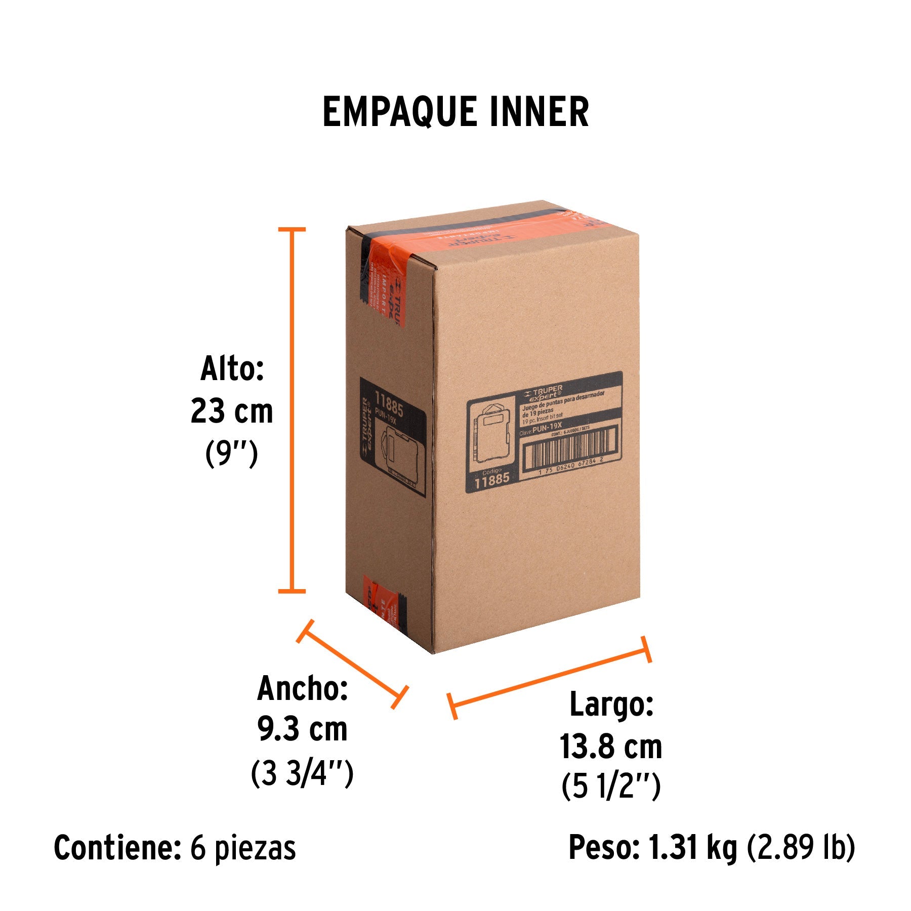 Juego de 19 puntas mixtas largo 1" estuche plástico, EXPERT - Empaque