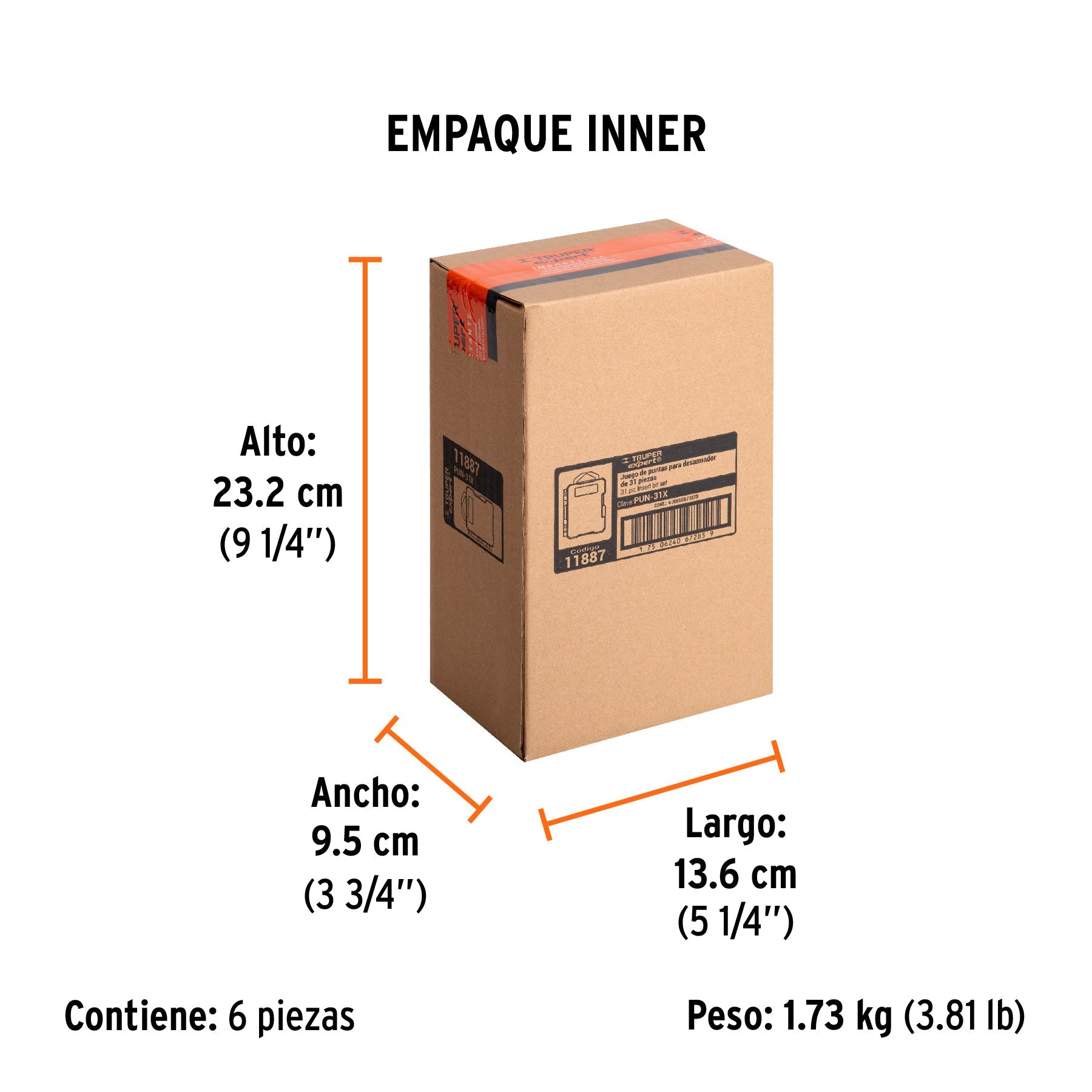 Juego de 31 puntas mixtas largo 1" estuche plástico, EXPERT - Empaque