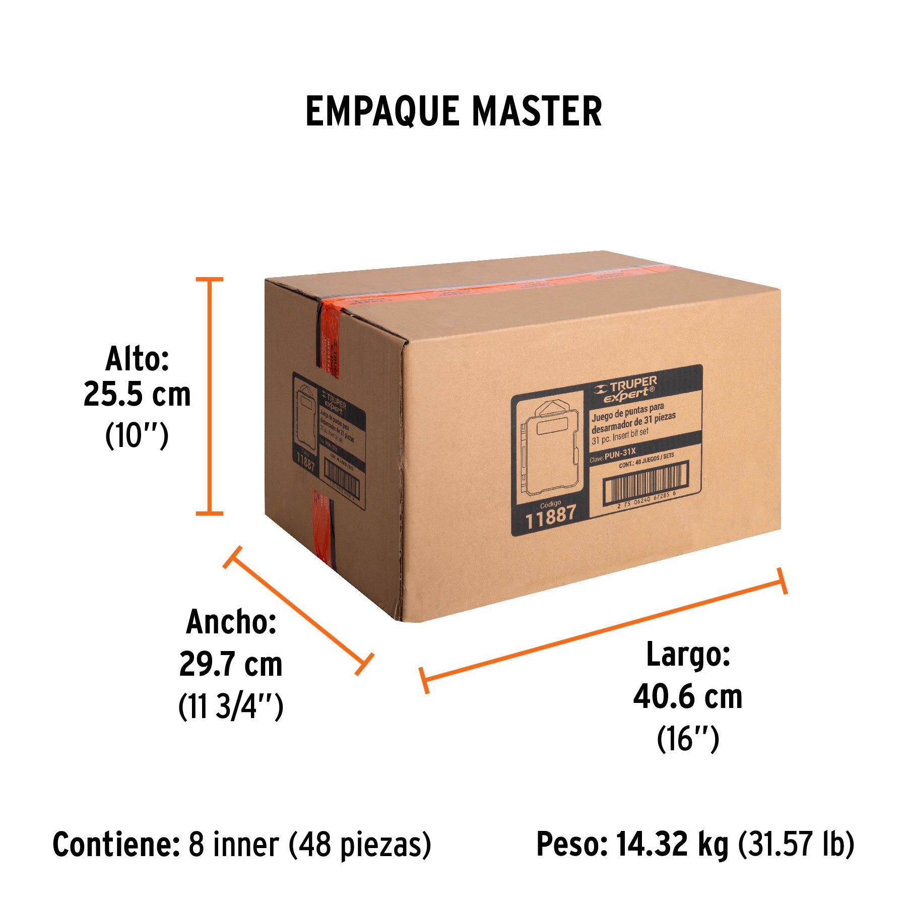 Juego de 31 puntas mixtas largo 1" estuche plástico, EXPERT - Empaque