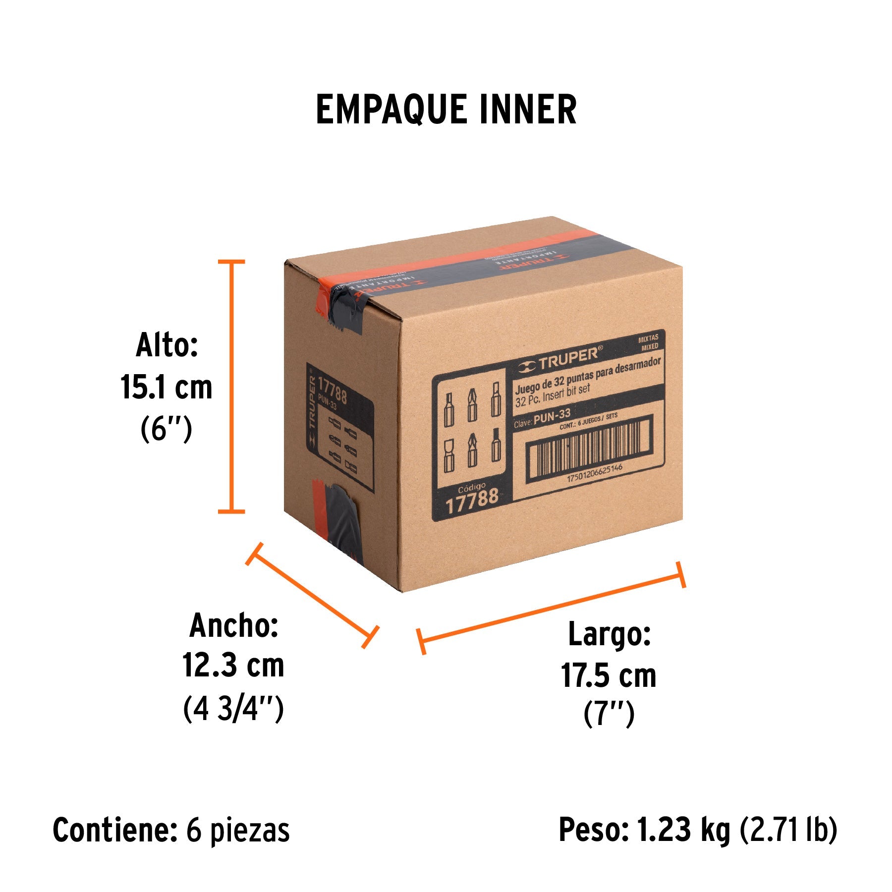 Juego de puntas mixtas 1", 33 piezas en organizador plástico - Empaque
