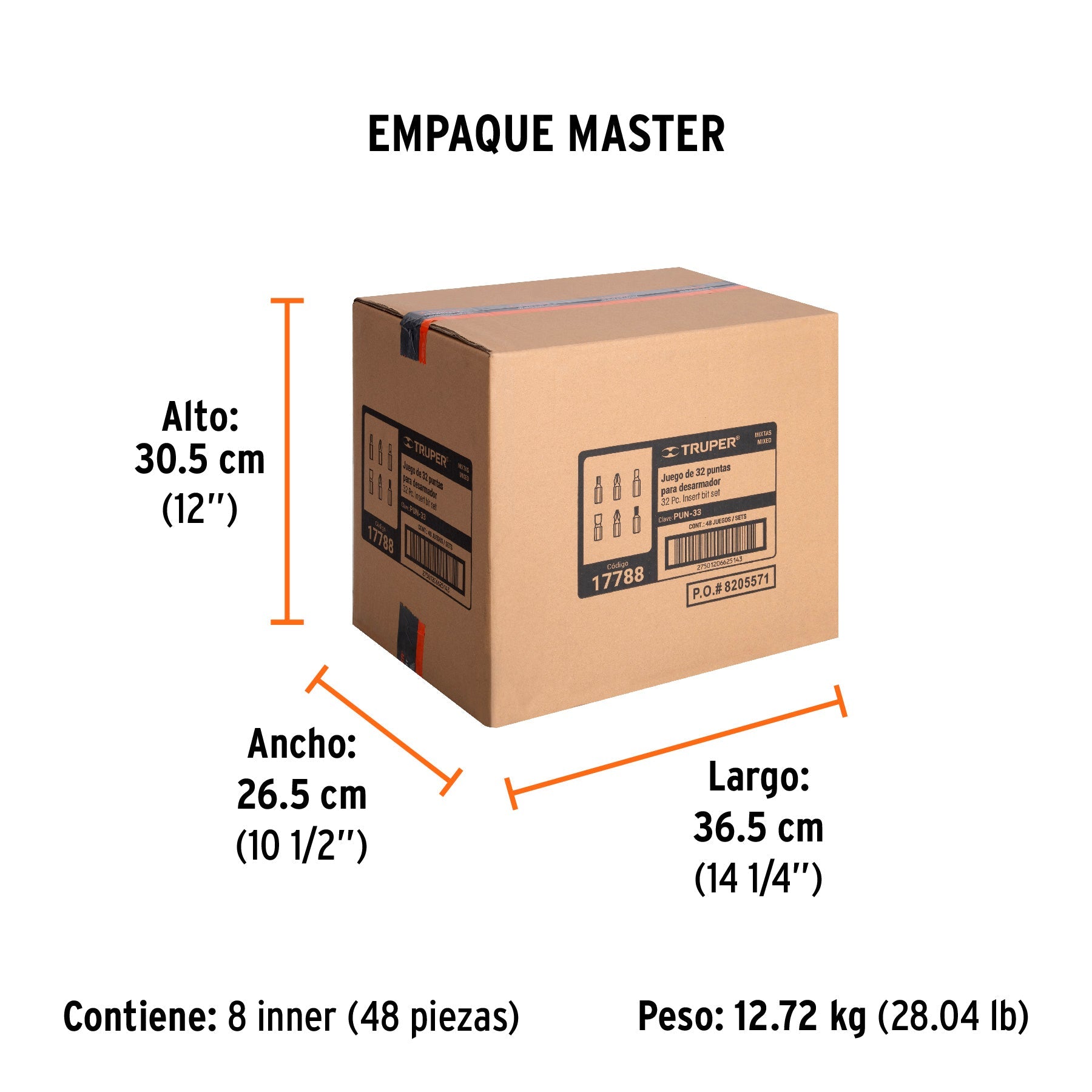 Juego de puntas mixtas 1", 33 piezas en organizador plástico - Empaque