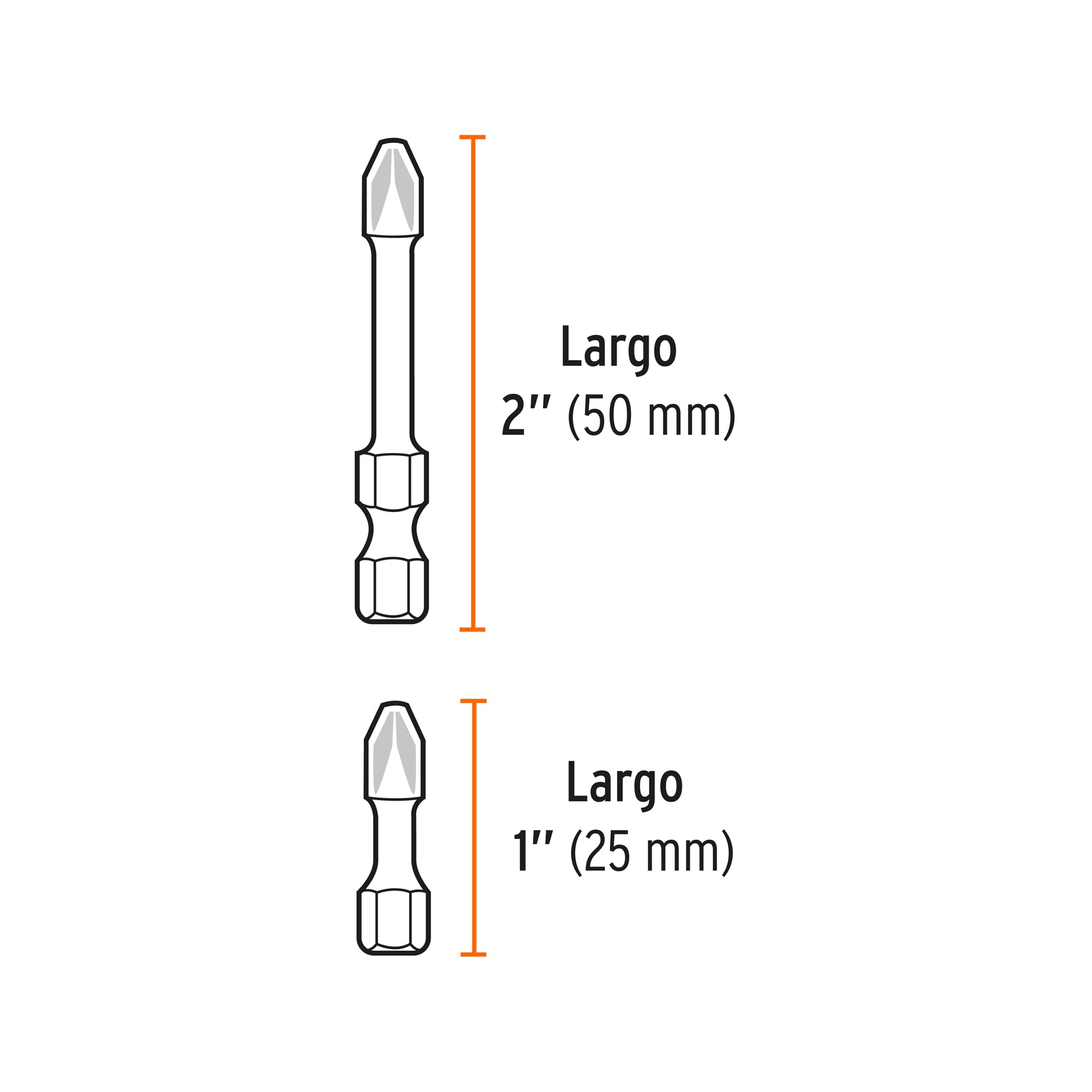 Juego de 40 puntas de impacto mixtas largos 1" y 2", EXPERT