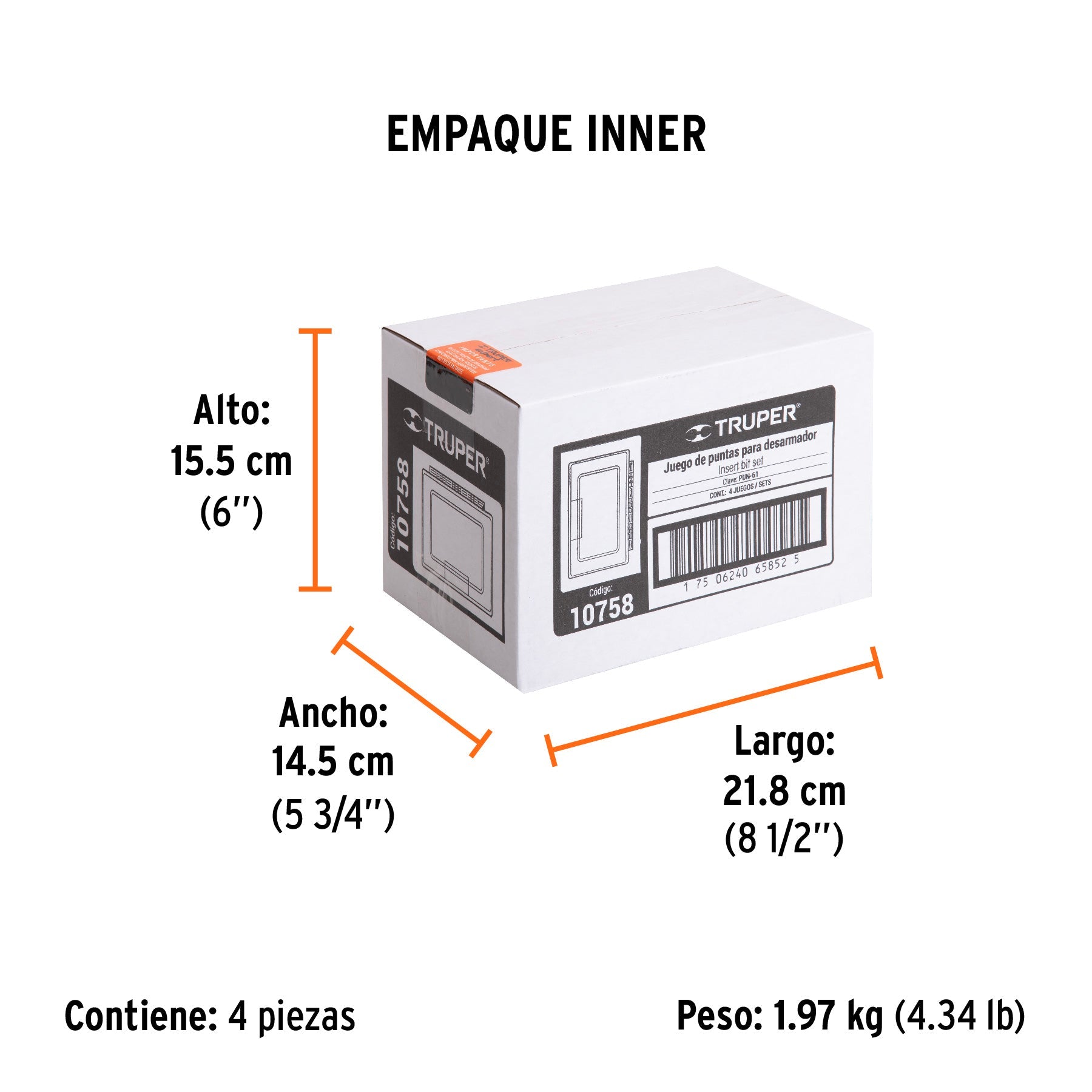 Juego de 61 puntas mixtas largo 1" en estuche plástico - Empaque