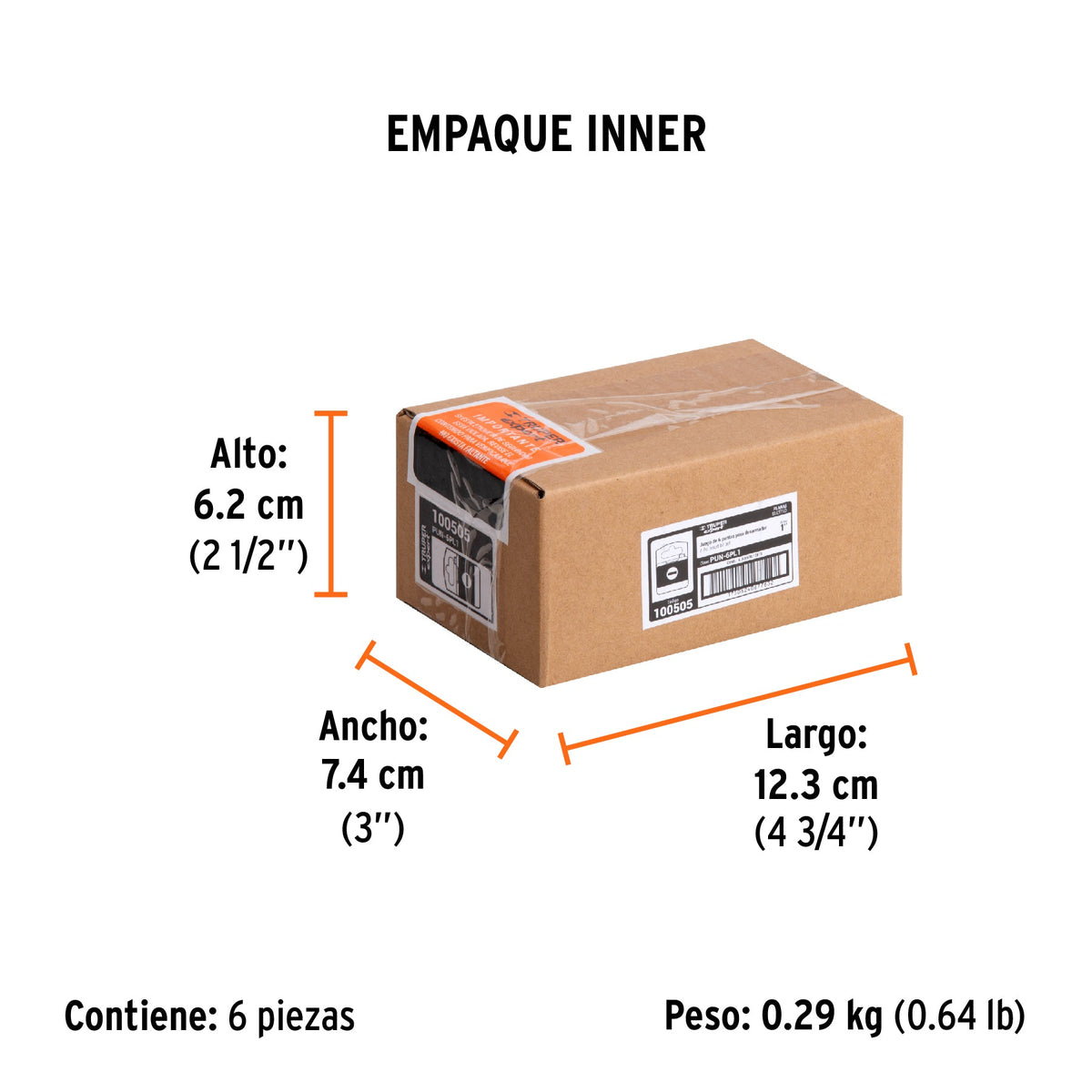 Estuche con 6 puntas planas combinadas largo 1", EXPERT - Empaque